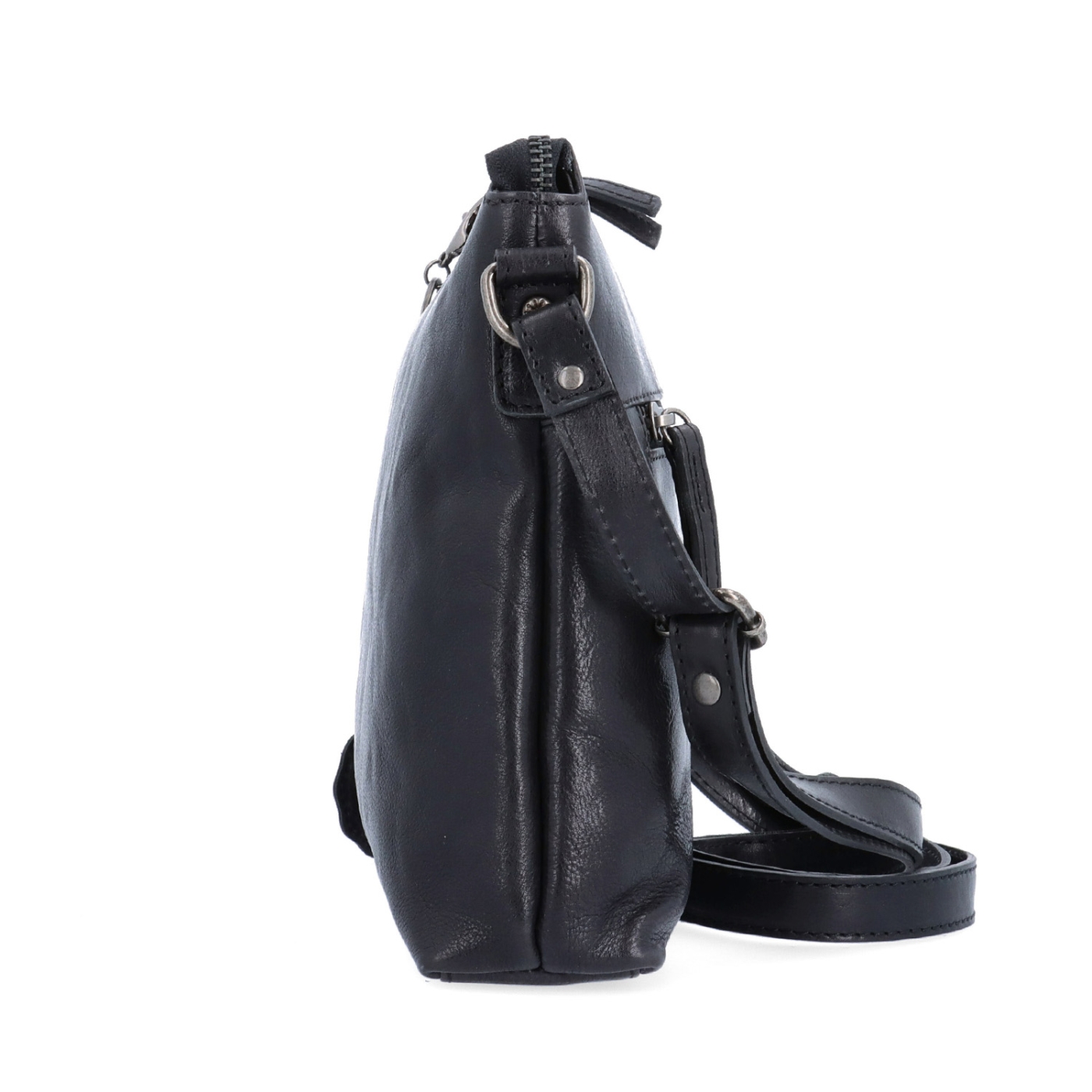 Kožená crossbody kabelka s přívěskem Noelia Bolger materiál kůže zapínání na zip barva černá velikost malá NB 3100 C Z boku