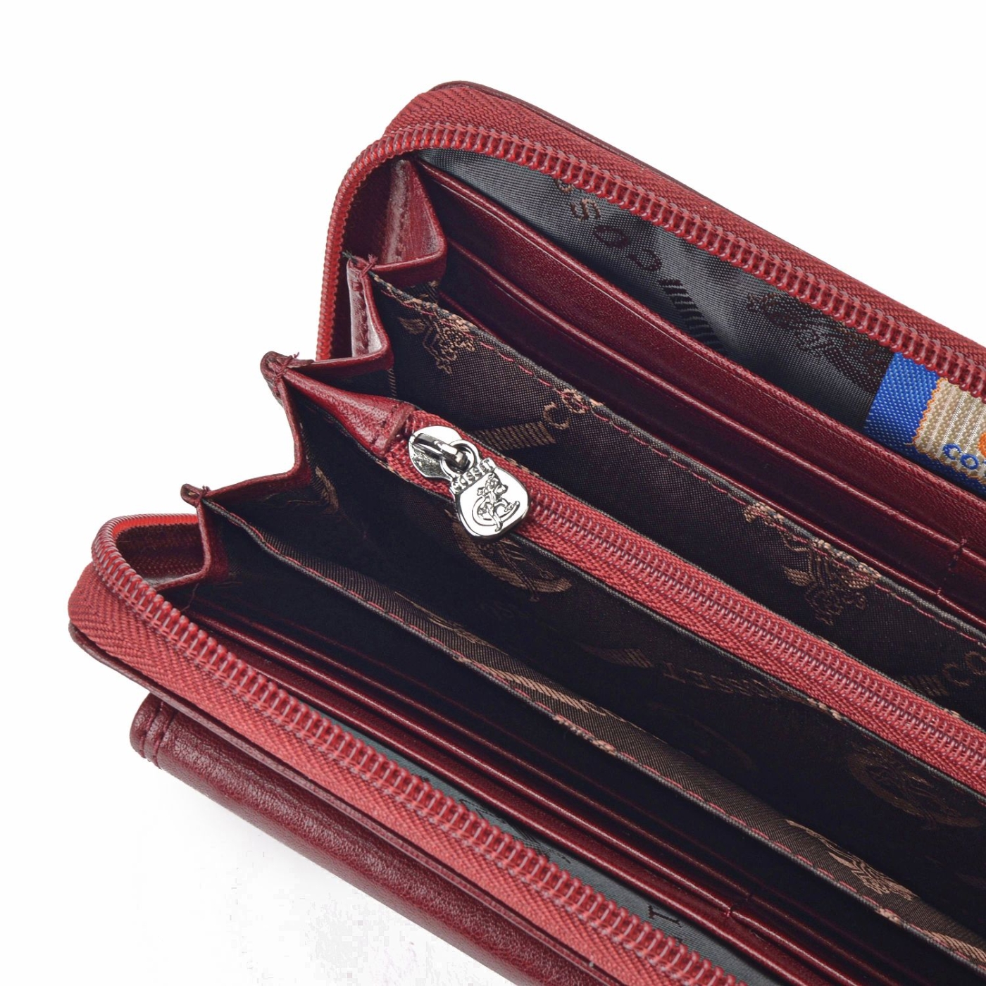 Kožená peněženka penál Cosset materiál kůže zapínání na zip barva vínová velikost velká 4491 Komodo BO Detail