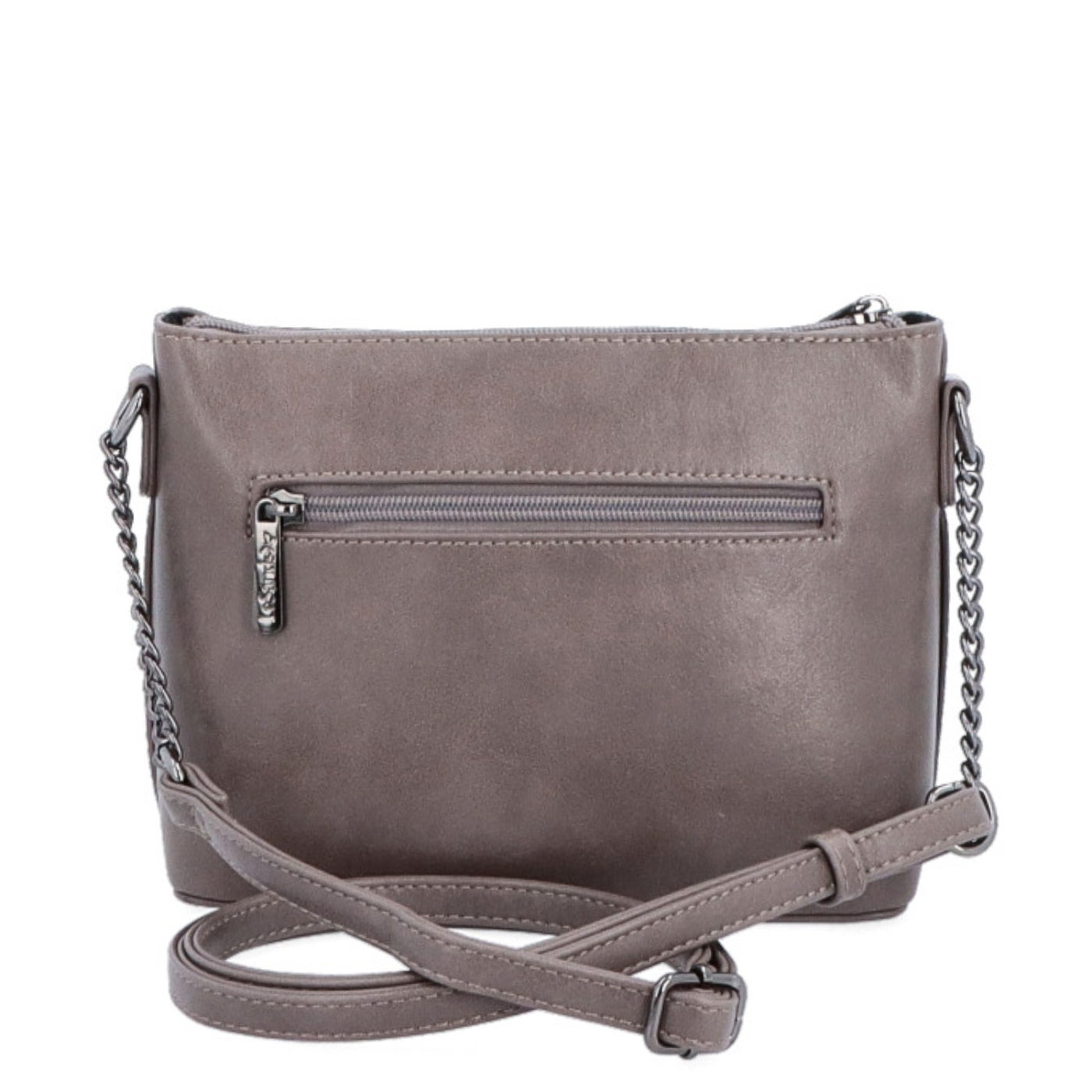 Společenská crossbody kabelka s řetízkem Le Sands materiál syntetická kůže zapínání na zip barva taupe velikost malá 7708 T Zezadu