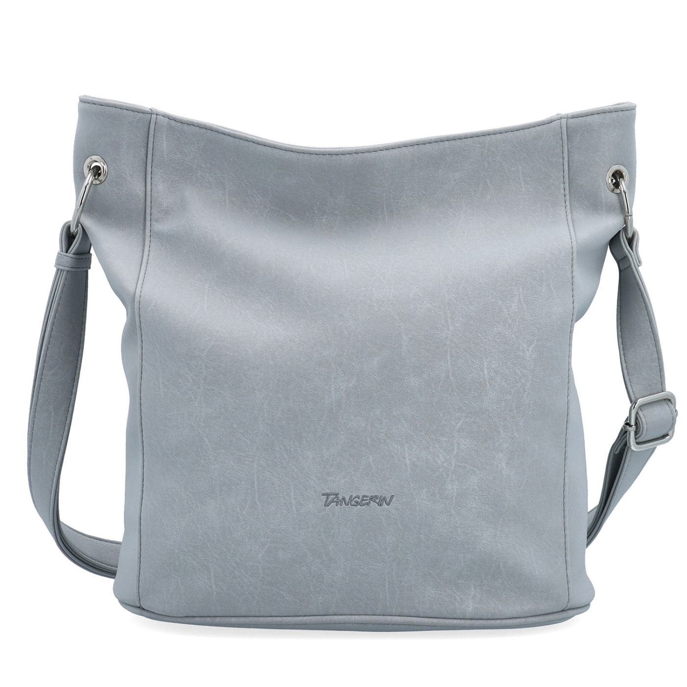 Městská crossbody kabelka s hebkým povrchem a děleným vnitřkem Tangerin materiál syntetická kůže zapínání na zip barva šedá velikost střední 7015 SS Zepředu