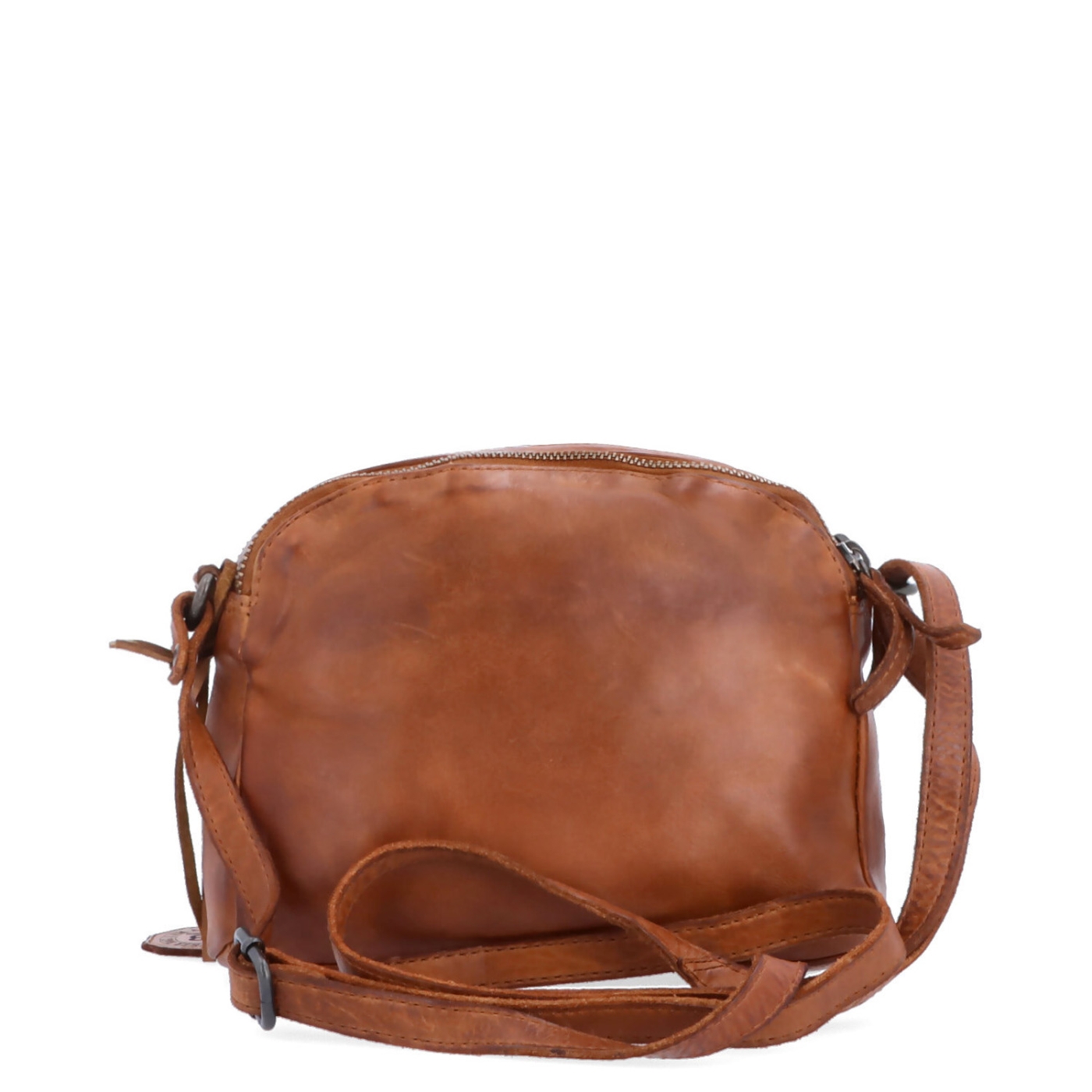 Kvalitní kožená crossbody kabelka Noelia Bolger materiál kůže zapínání na zip barva koňaková velikost malá NB 2408 KO Zezadu