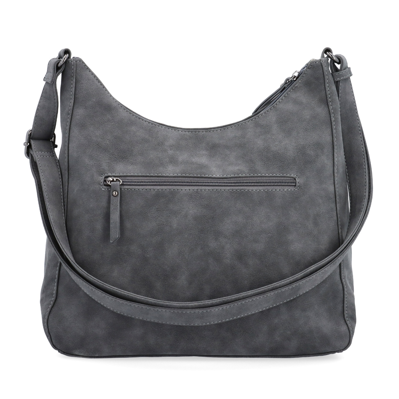 Crossbody syntetická kabelka s prošitím Tangerin materiál syntetická kůže zapínání na zip barva šedá velikost střední 1104 ANT Zezadu