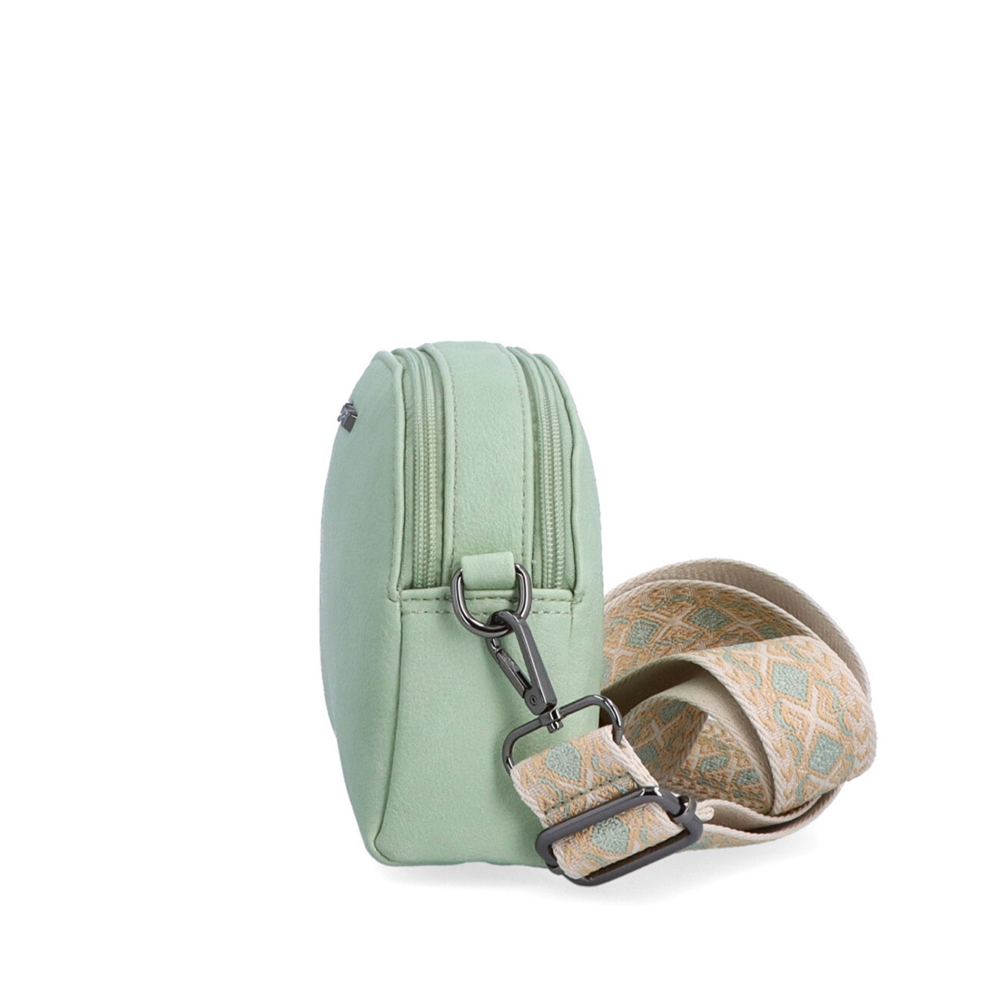 Malá crossbody kabelka svýrazným popruhem Tangerin materiál syntetická kůže zapínání na zip barva zelená velikost malá 8044 ZE Z boku