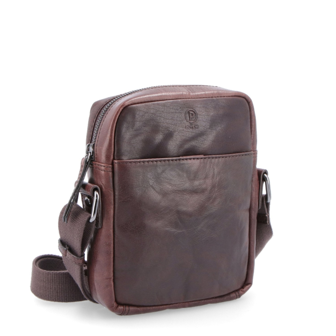 Malá kožená crossbody Poyem materiál kůže zapínání na zip barva hnědá velikost malá 2213 Poyem H
