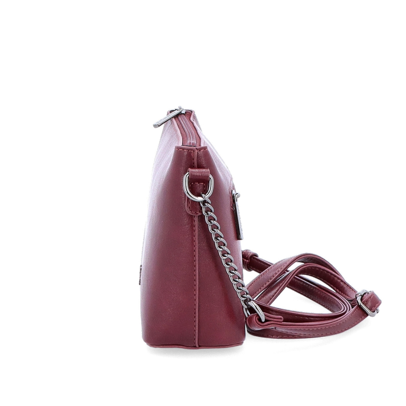 Společenská crossbody kabelka s řetízkem Le Sands materiál syntetická kůže zapínání na zip barva vínová velikost malá 7708 BO Z boku