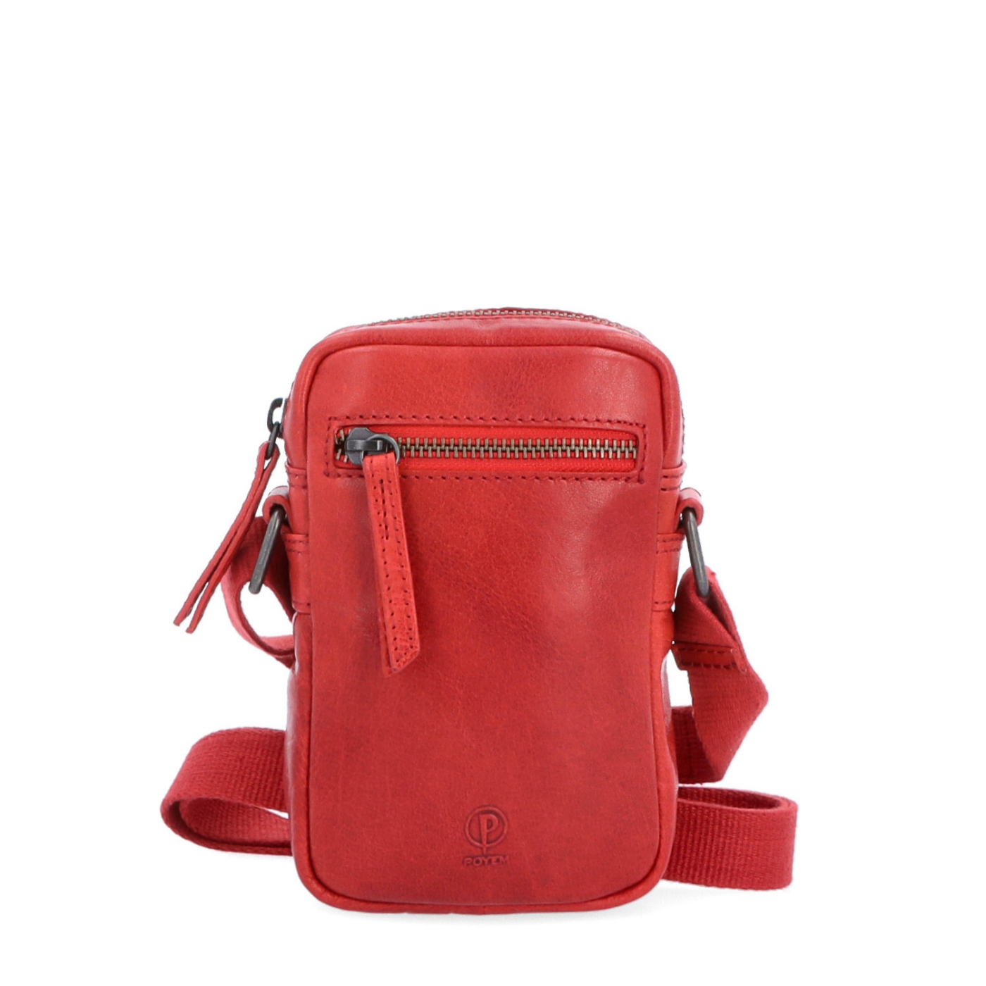 Malá kožená crossbody Poyem materiál kůže zapínání na zip barva červená velikost malá 2220 Poyem CV Zepředu