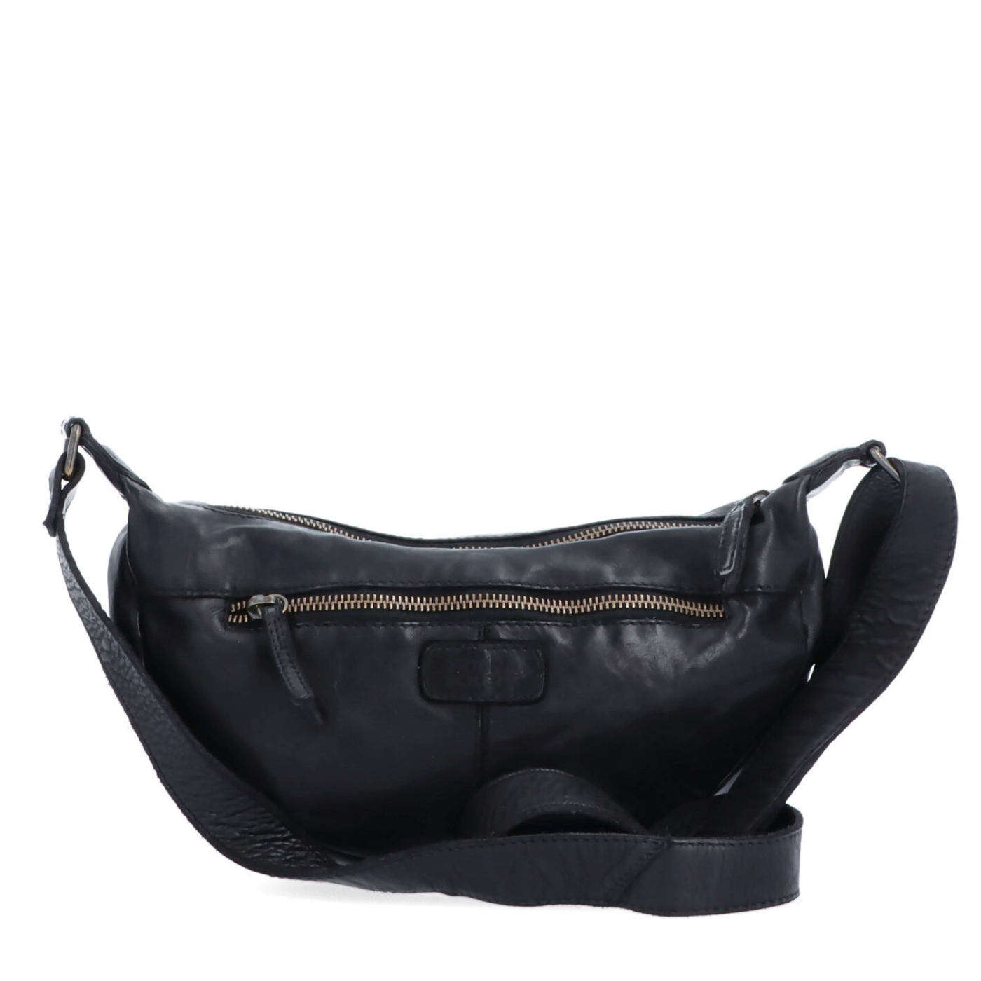 Malá kožená moonbag kabelka Noelia Bolger materiál kůže zapínání na zip barva černá velikost malá NB 2411 C Zezadu