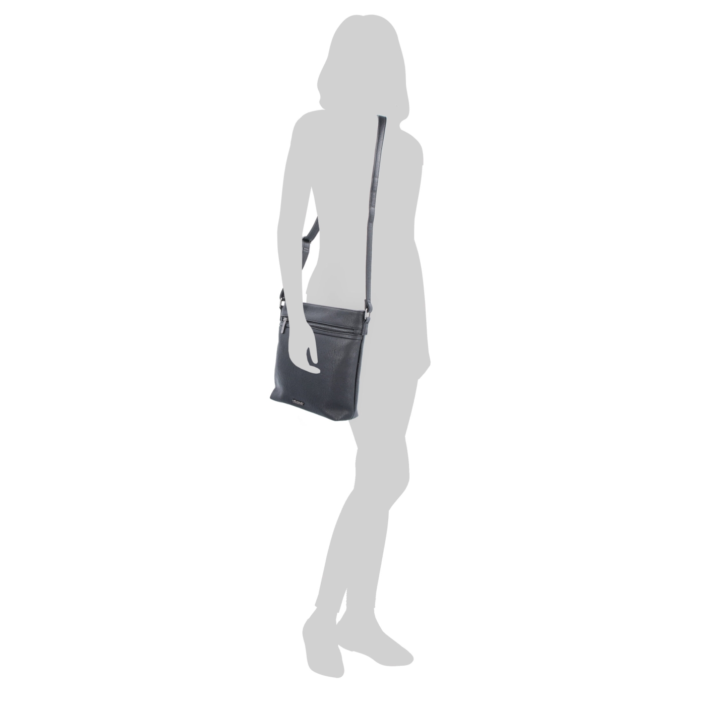 Menší crossbody kabelka Tangerin materiál syntetická kůže zapínání na zip barva vínová velikost střední 8022 BO Na postavě