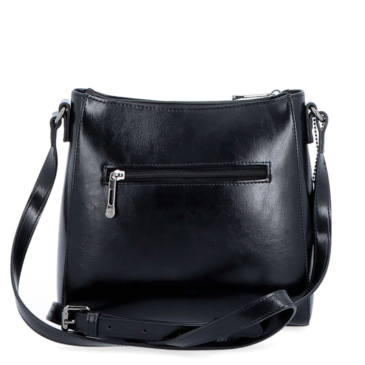 Nadčasová crossbody kabelka z pravé kůže Noelia Bolger materiál kůže zapínání na zip barva černá velikost malá NB 0079 C Zezadu