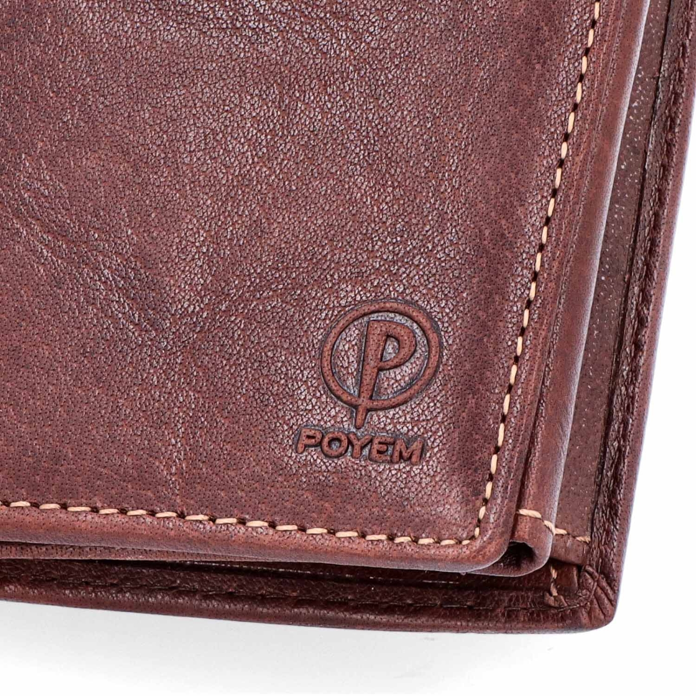 Kvalitní kožené pouzdro Poyem Poyem materiál kůže zapínání Bez zapínání barva hnědá velikost malá 5228 Poyem H Logo