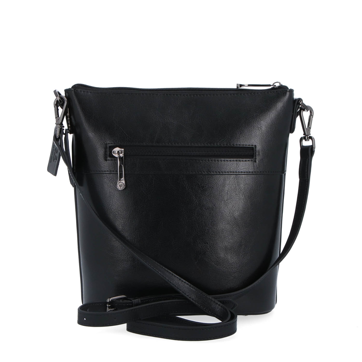 Elegantní kožená crossbody s řetízkem Noelia Bolger materiál kůže zapínání na zip barva černá velikost malá NB 0048 C Zezadu