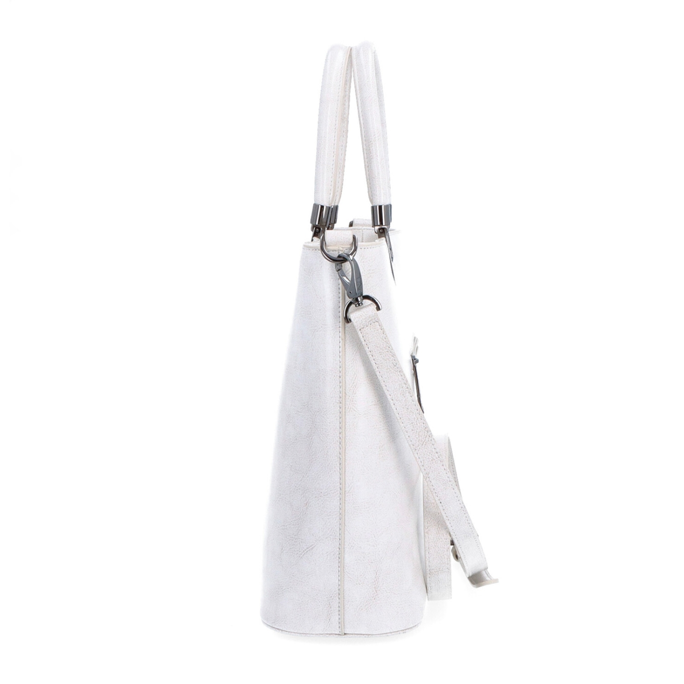 Velká designová kabelka Noelia Bolger materiál kůže zapínání na zip barva bílá velikost velká NB 0049 OW Z boku