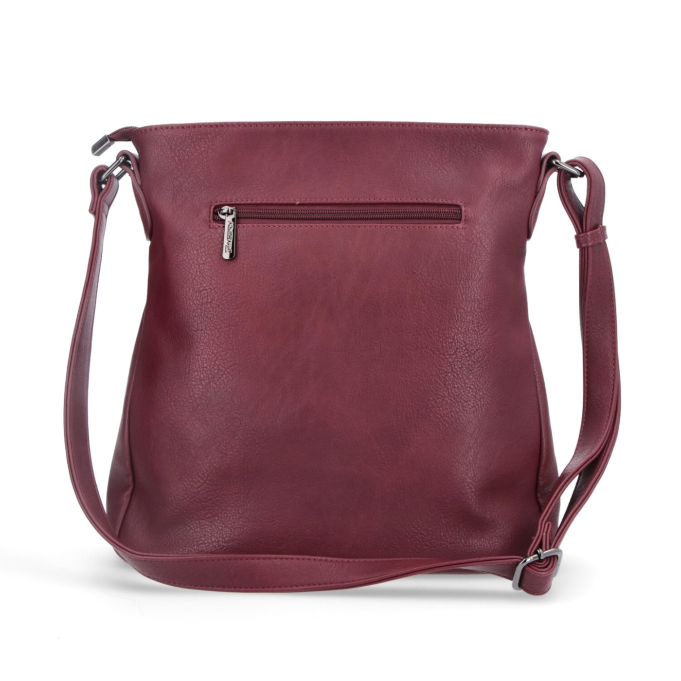 Crossbody kabelka Tangerin materiál syntetická kůže zapínání na zip barva vínová velikost střední 8004 BO Zezadu