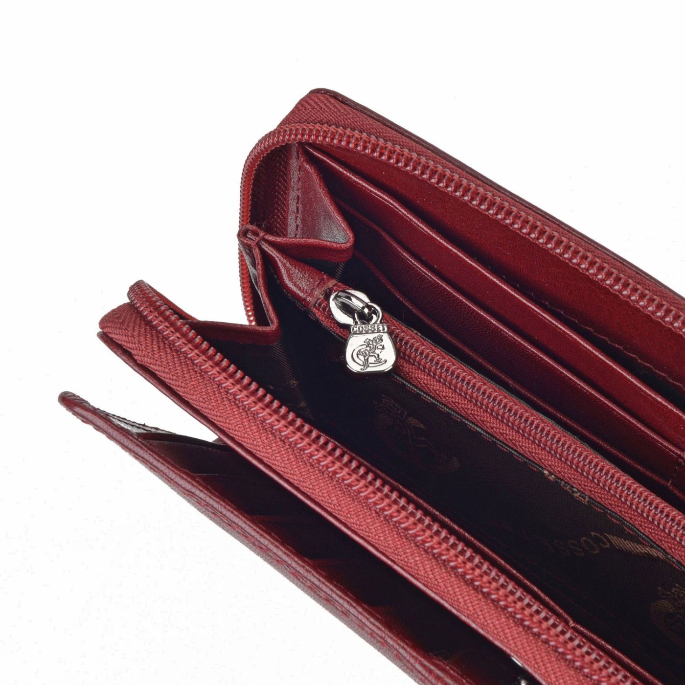 Kožená peněženka penál Cosset materiál kůže zapínání na zip barva vínová velikost velká 4401 Komodo BO Detail