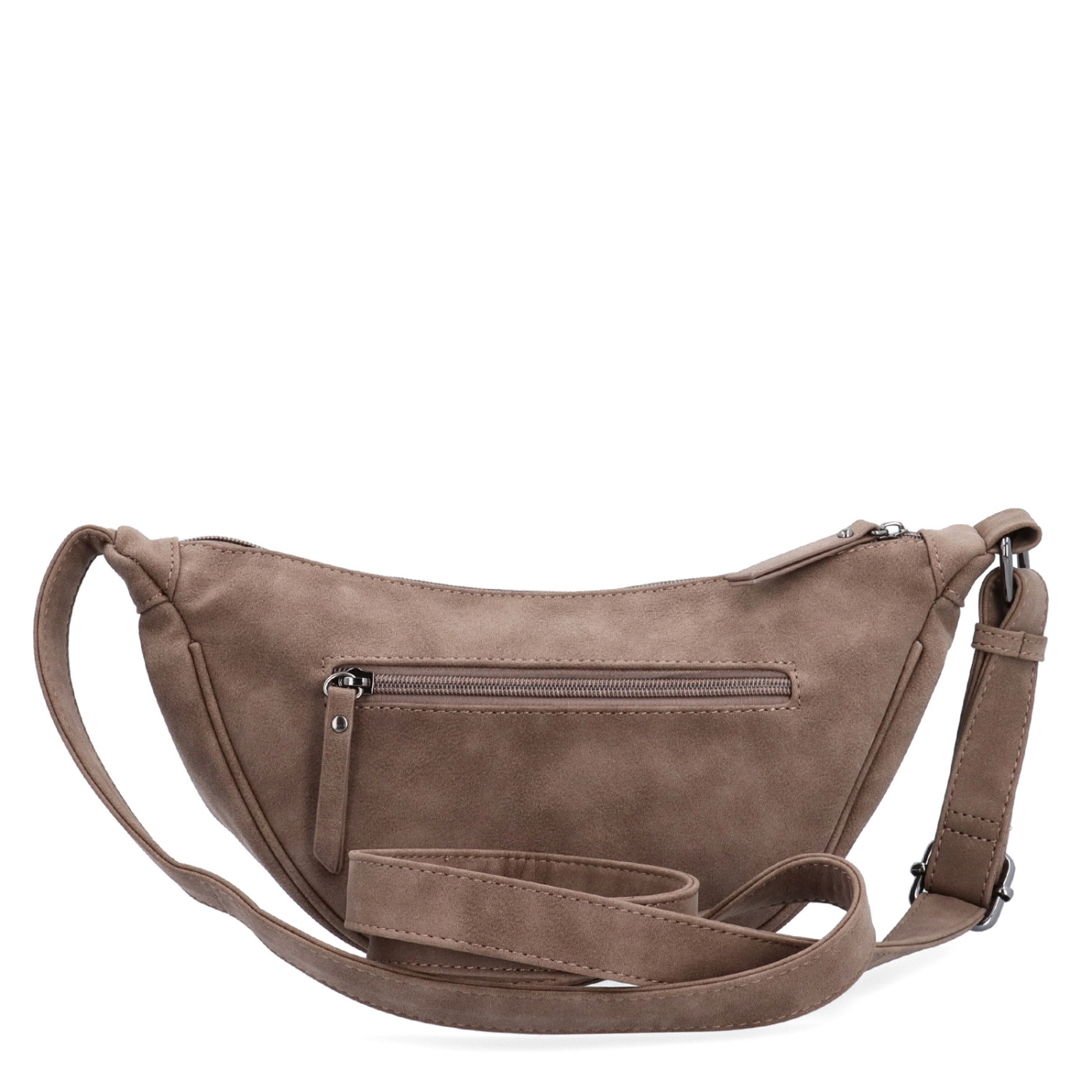Stylový dámský moonbag ze syntetického materiálu Tangerin materiál syntetická kůže zapínání na zip barva hnědá velikost malá 1112 H Zezadu