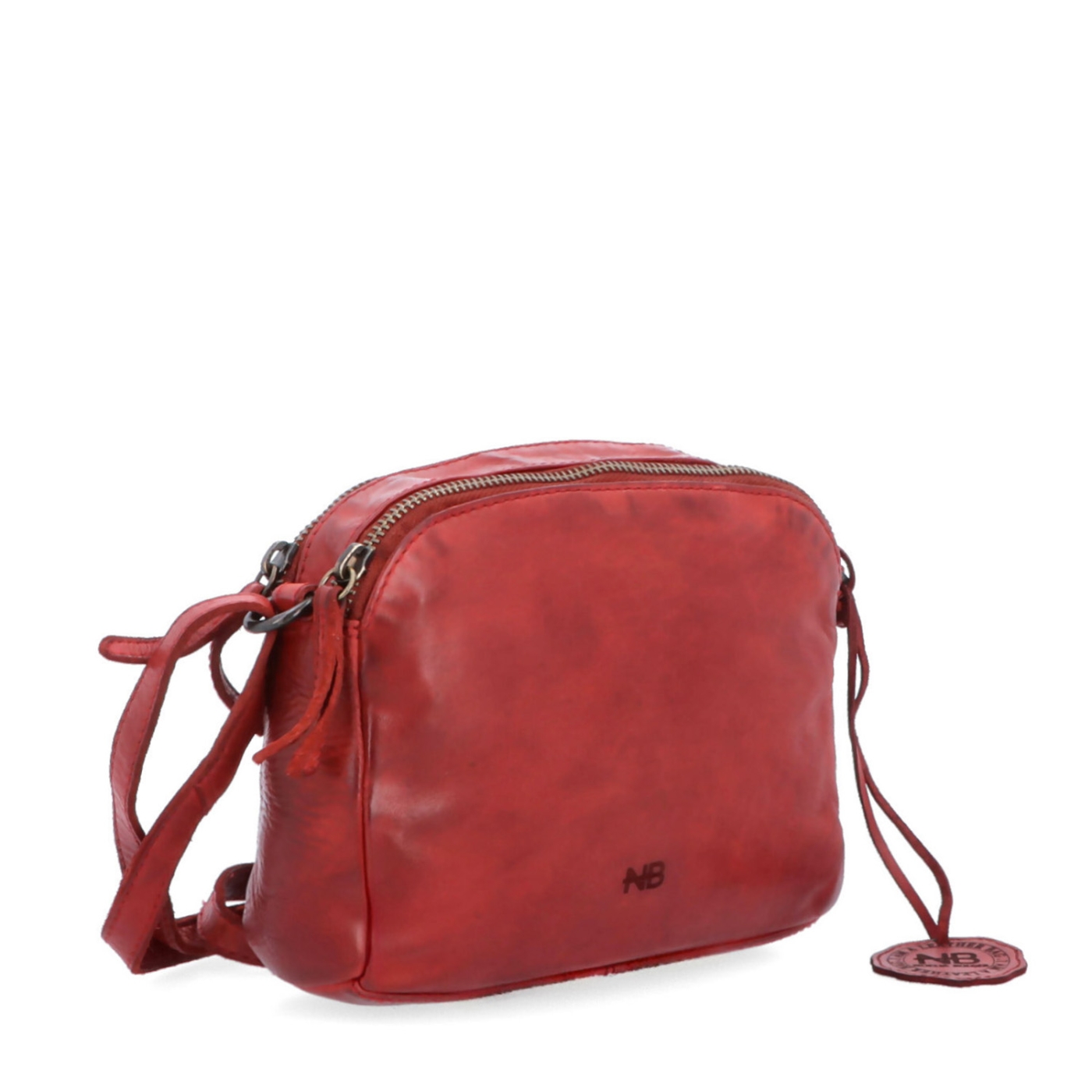 Kvalitní kožená crossbody kabelka Noelia Bolger materiál kůže zapínání na zip barva červená velikost malá NB 2408 CV