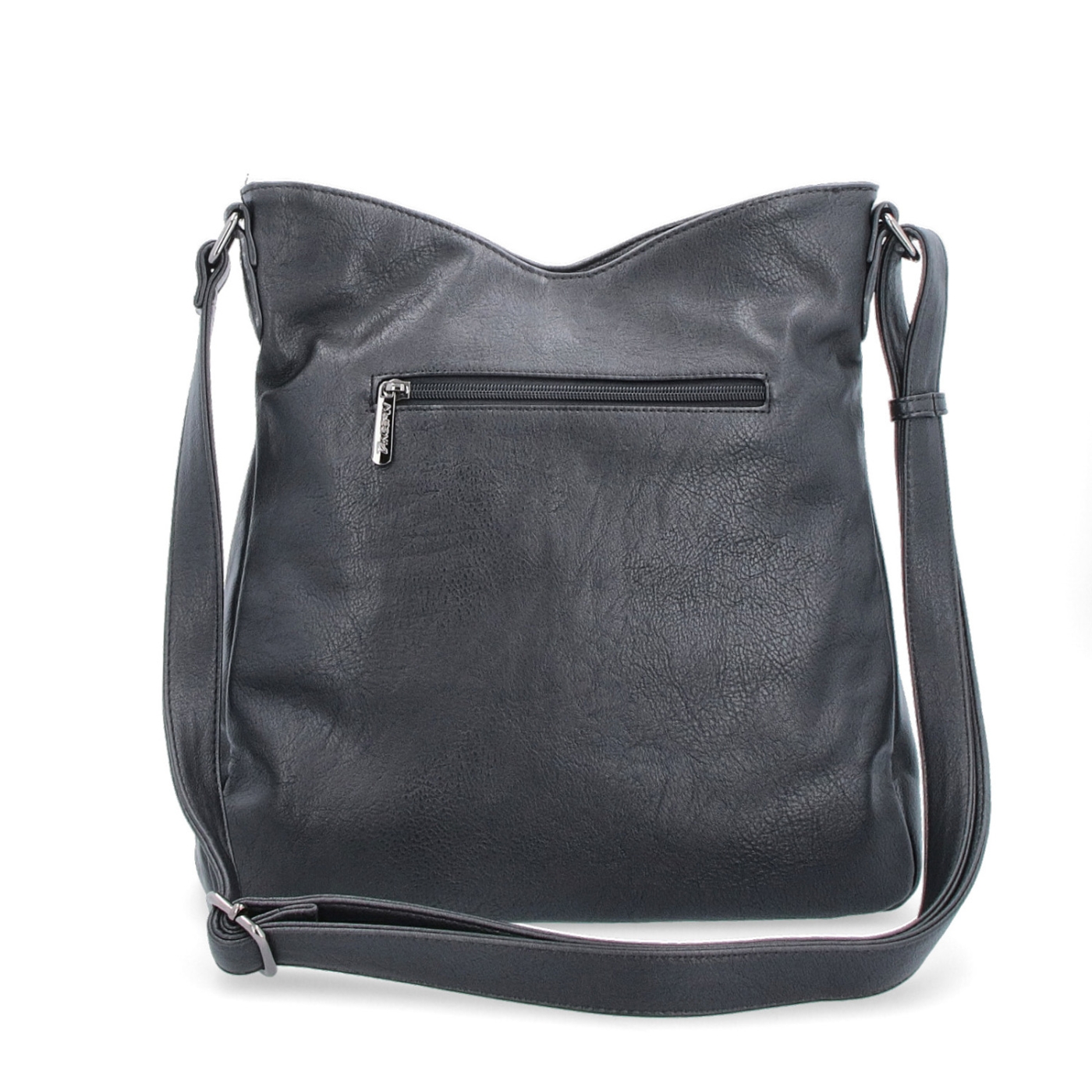 Asymetrická crossbody kabelka s prošíváním Tangerin materiál syntetická kůže zapínání na zip barva černá velikost střední 8023 C Zezadu