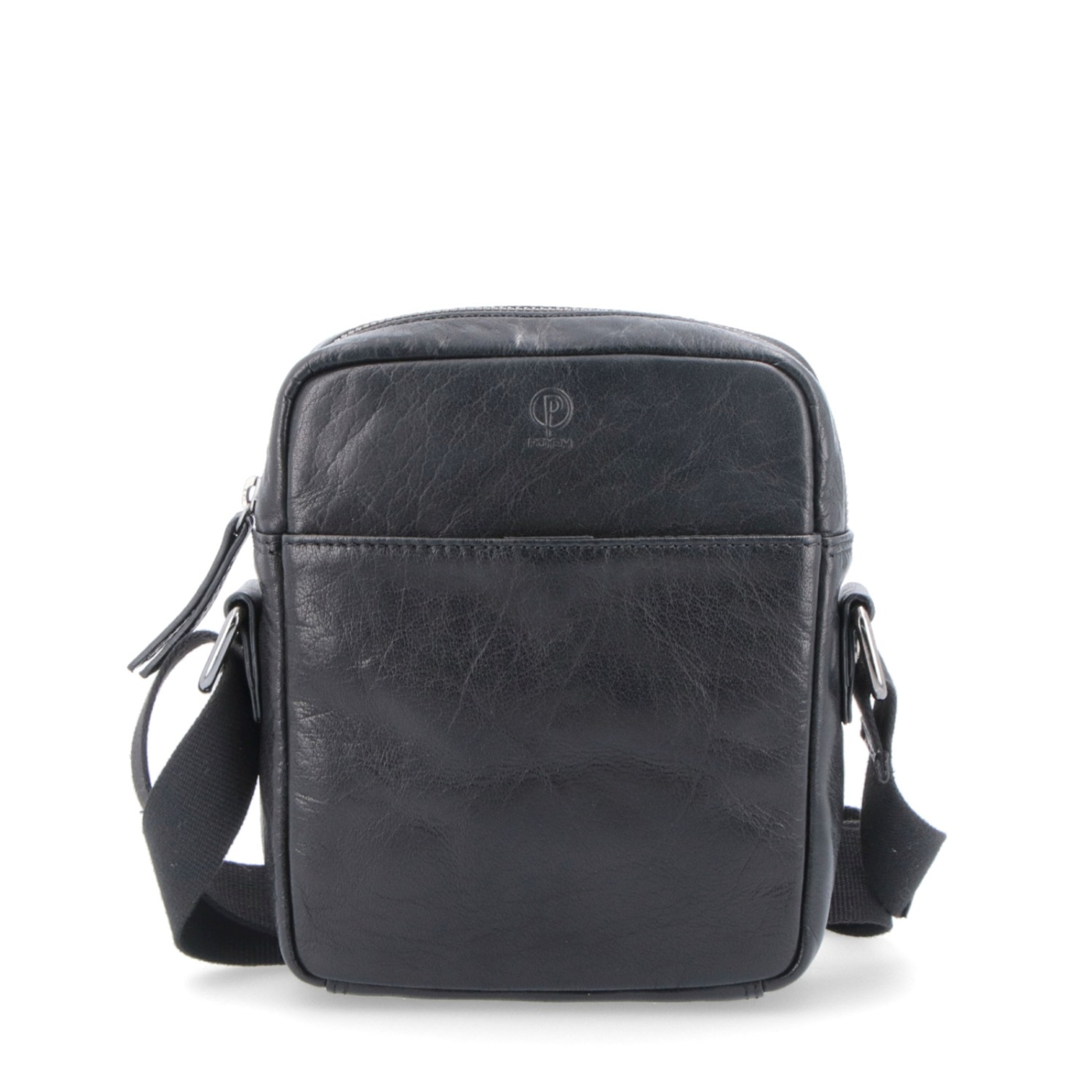 Malá kožená crossbody Poyem materiál kůže zapínání na zip barva černá velikost malá 2213 Poyem C Zepředu