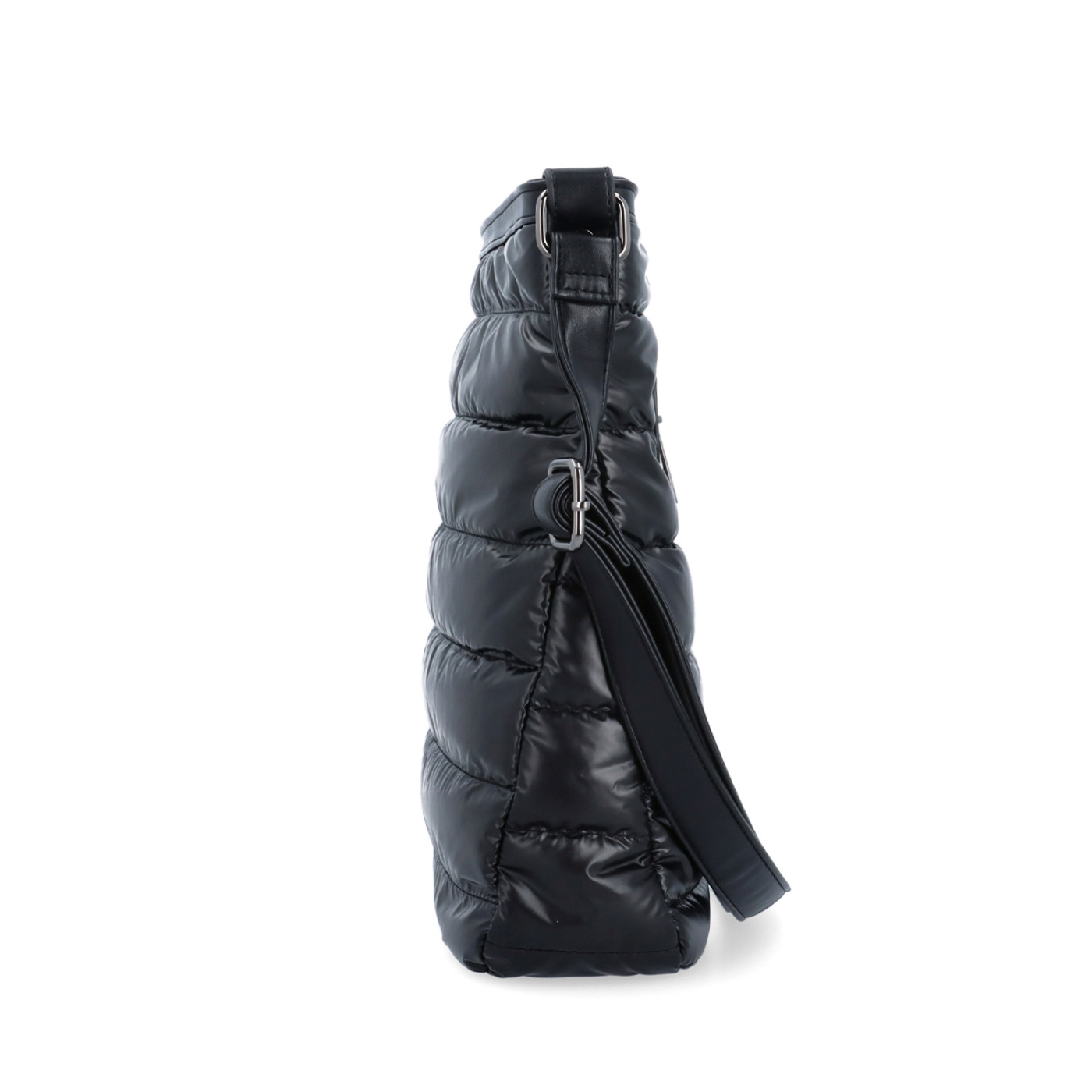 Moderní dámská kabelka z nadýchaného nylonu Carmelo materiál nylon zapínání na zip barva černá velikost střední 4382 C Z boku