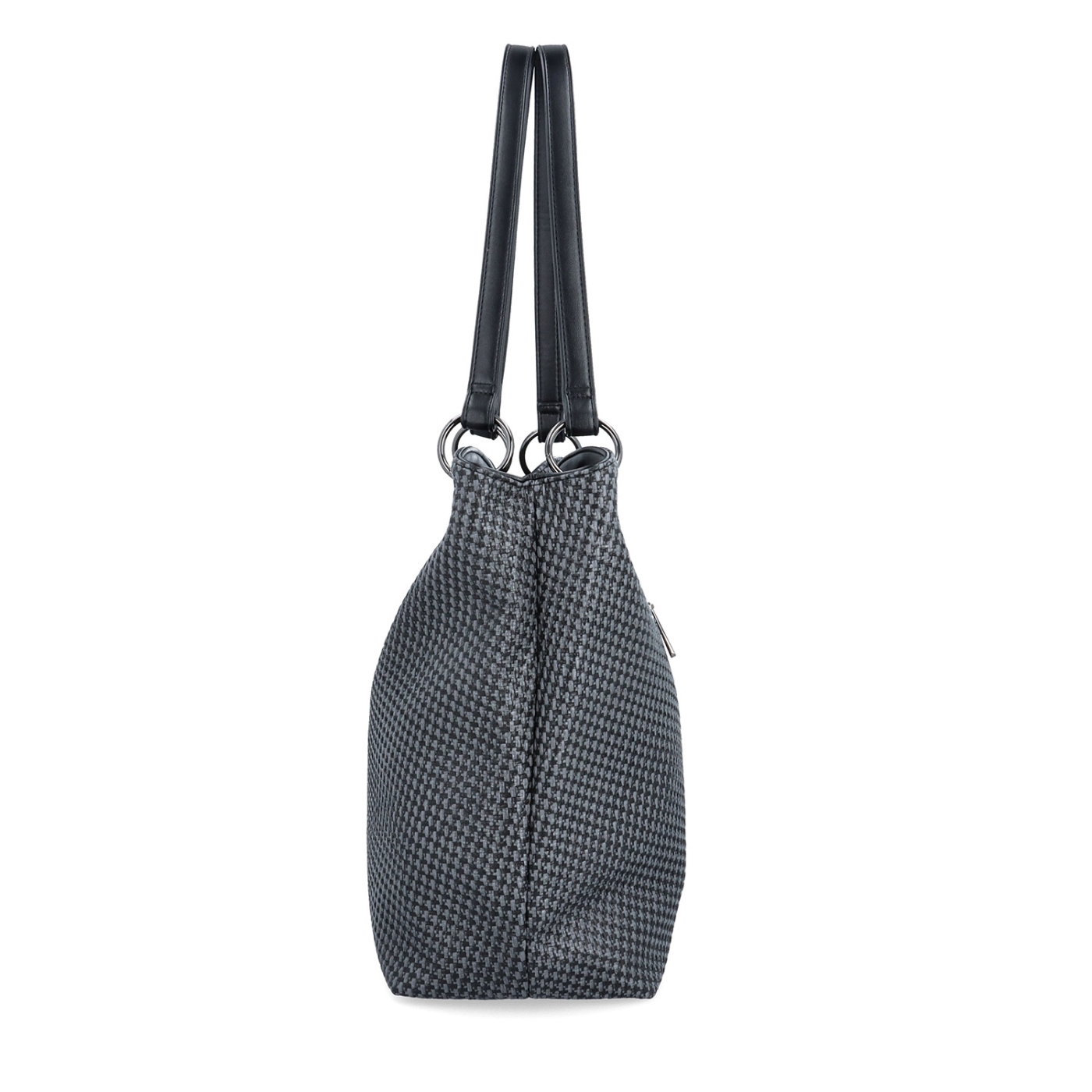Praktická shopper kabelka s členěným interiérem LeSands materiál syntetická kůže zapínání na zip barva černá velikost velká 4619 C Z boku