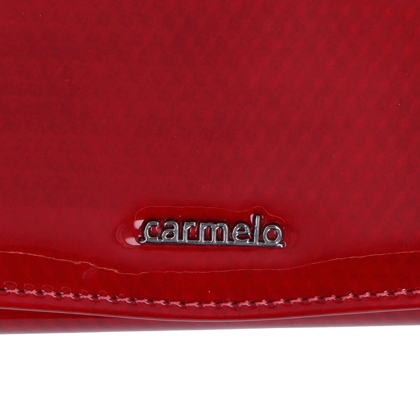 Stylová lakovaná peněženka z pravé kůže Carmelo materiál kůže zapínání na cvoček barva červená velikost velká 2109 K CV Logo