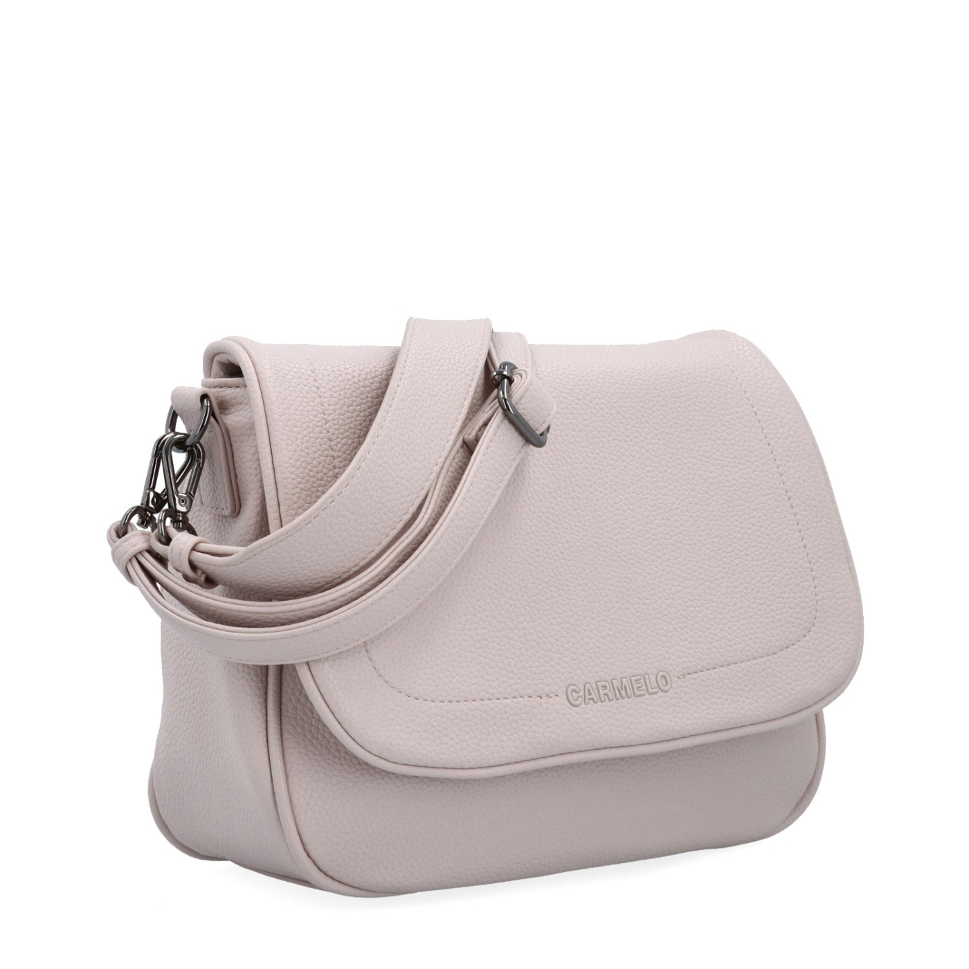 Dámská crossbody kabelka s jemnou strukturou Carmelo materiál syntetická kůže zapínání s klopou barva růžová velikost střední 4361 LI