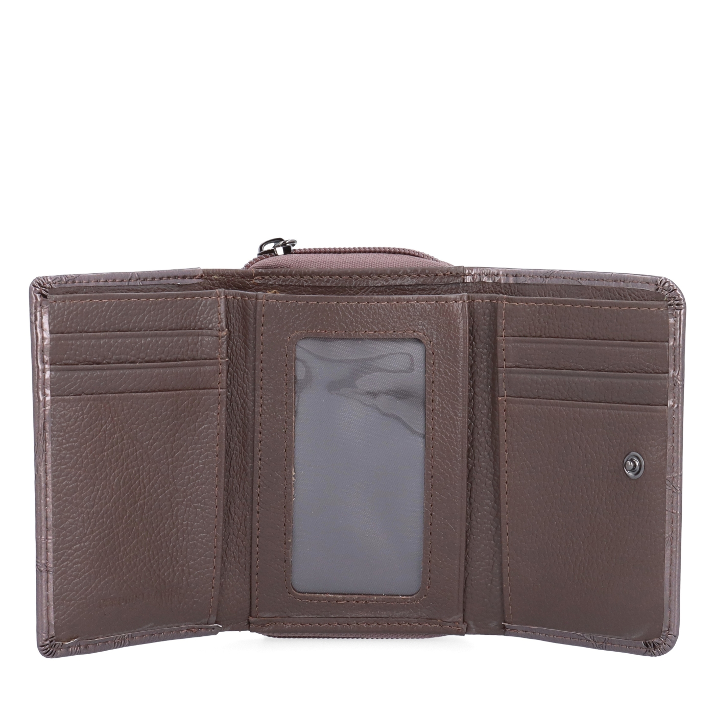 Elegantní lakovaná kožená peněženka Carmelo materiál kůže zapínání na zip barva taupe velikost malá 2105 L T Otevřený