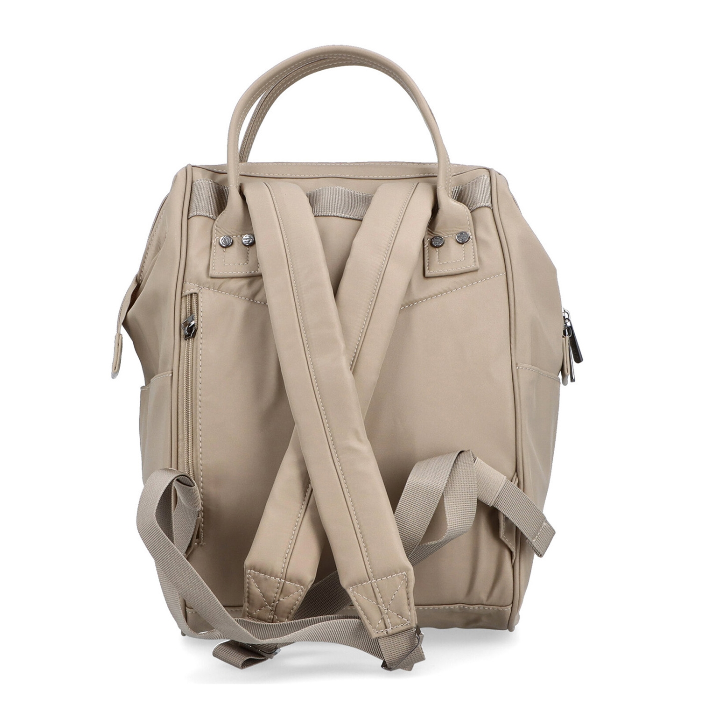 Velký praktický batoh značky Carmelo Carmelo materiál nylon zapínání na zip barva taupe velikost velká 4319 T Zezadu