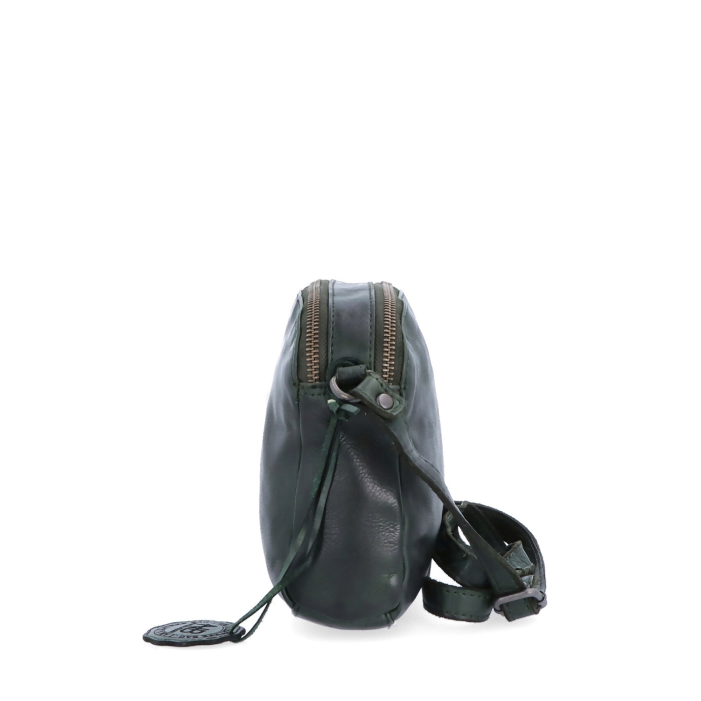 Kvalitní kožená crossbody kabelka Noelia Bolger materiál kůže zapínání na zip barva zelená velikost malá NB 2408 ZE Z boku