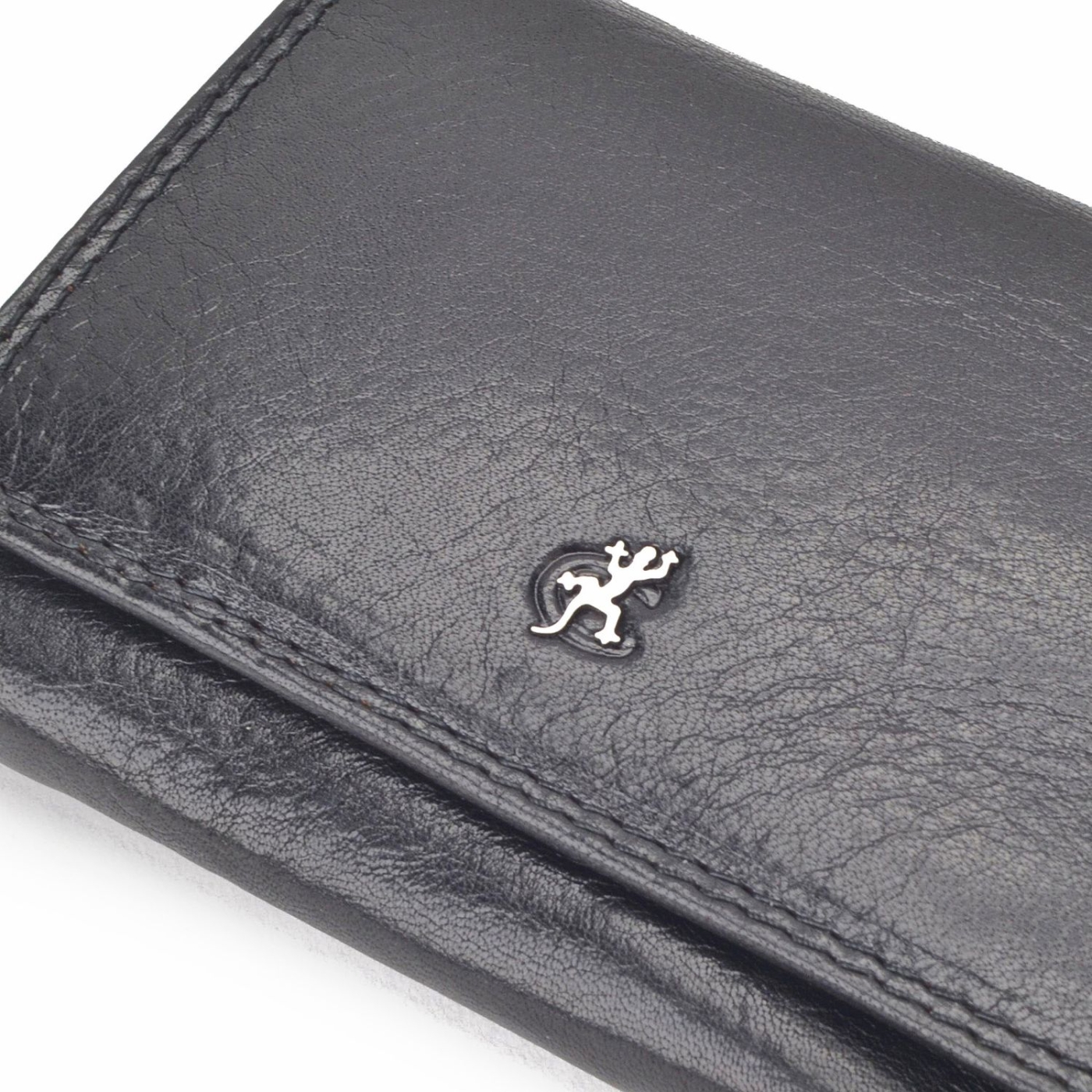 Praktická kožená peněženka Cosset materiál kůže zapínání na cvoček barva černá velikost střední 4499 Komodo C Logo