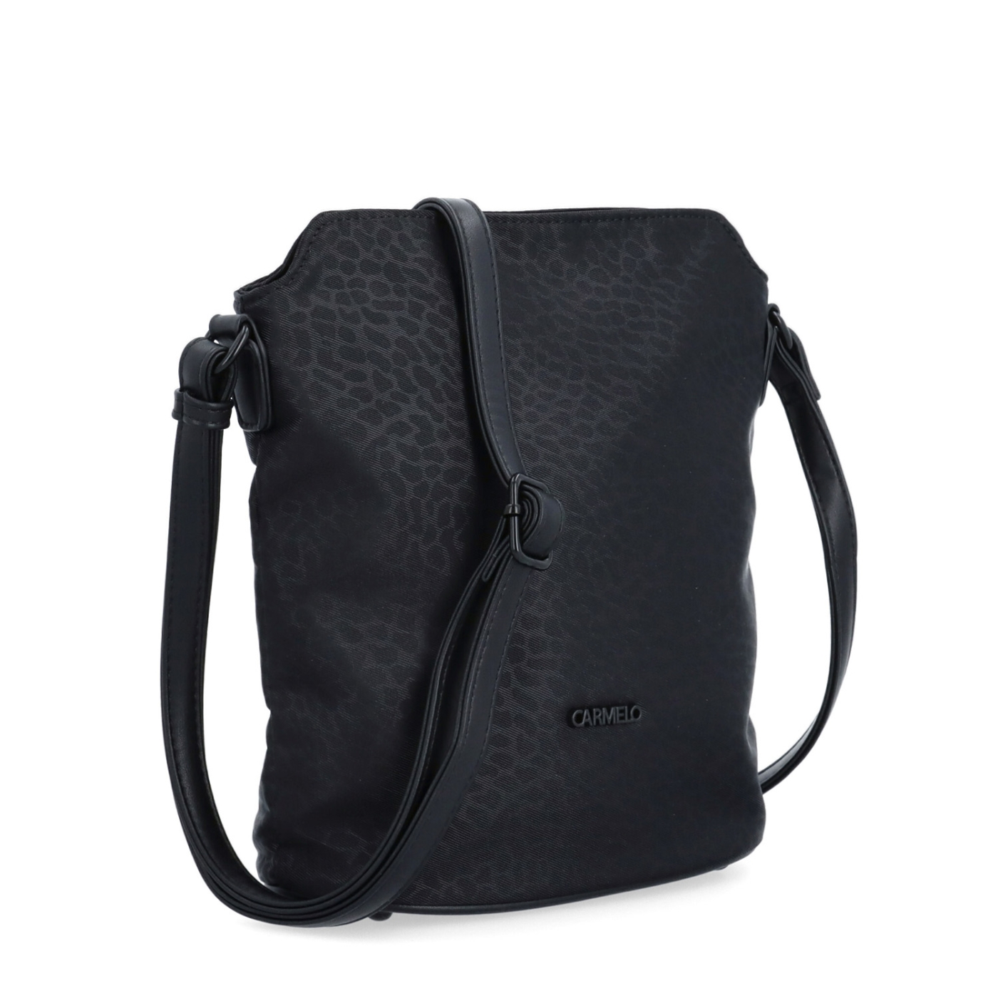 Praktická crossbody kabelka s extra kapsou Carmelo materiál nylon zapínání na zip barva černá velikost malá 6607 C LE