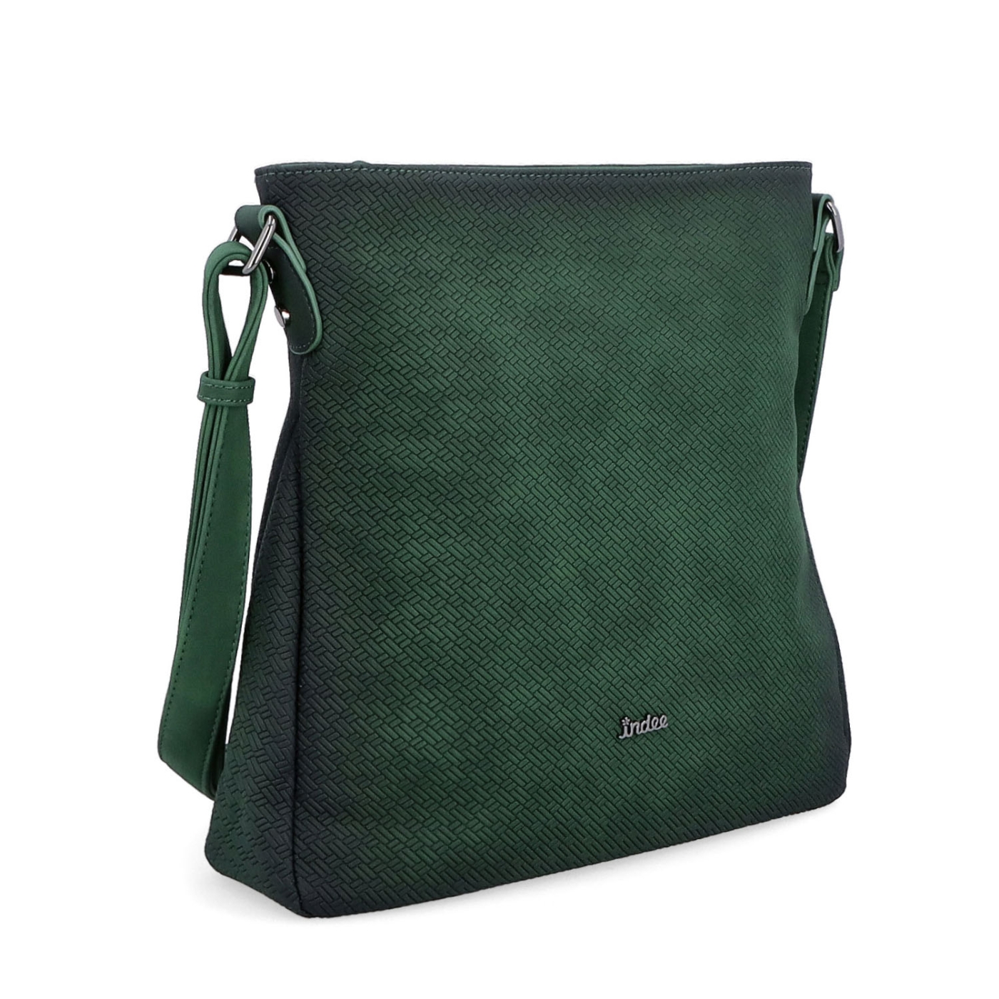 Střední jednoduchá crossbody kabelka Indee materiál syntetická kůže zapínání na zip barva zelená velikost střední 6317 TZE
