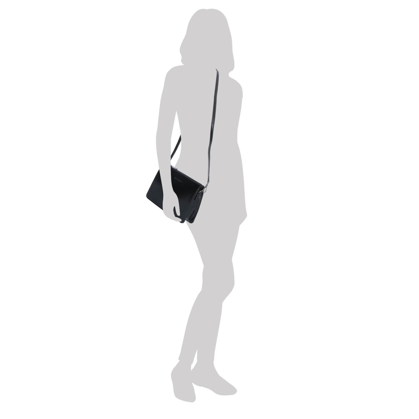 Malá kožená crossbody kabelka Noelia Bolger materiál kůže zapínání na zip barva černá velikost malá NB 0046 C Na postavě