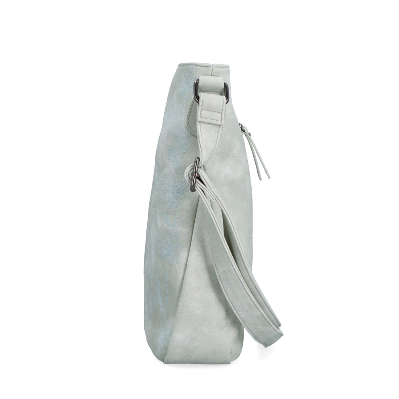 Prostorná crossbody kabelka s motivem Indee materiál syntetická kůže zapínání na zip barva šedá velikost střední 6327 S Z boku