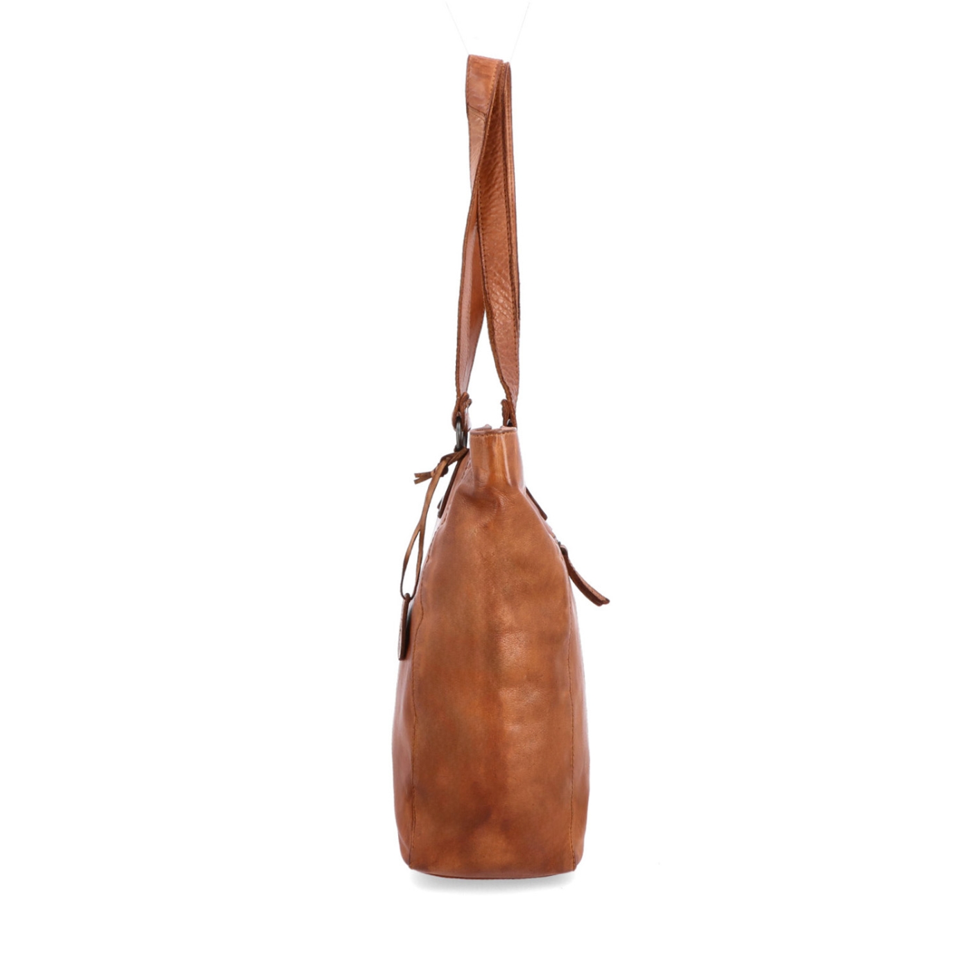 Prémiová kožená shopper kabelka přes rameno Noelia Bolger materiál kůže zapínání na zip barva koňaková velikost velká NB 2021 KO Z boku