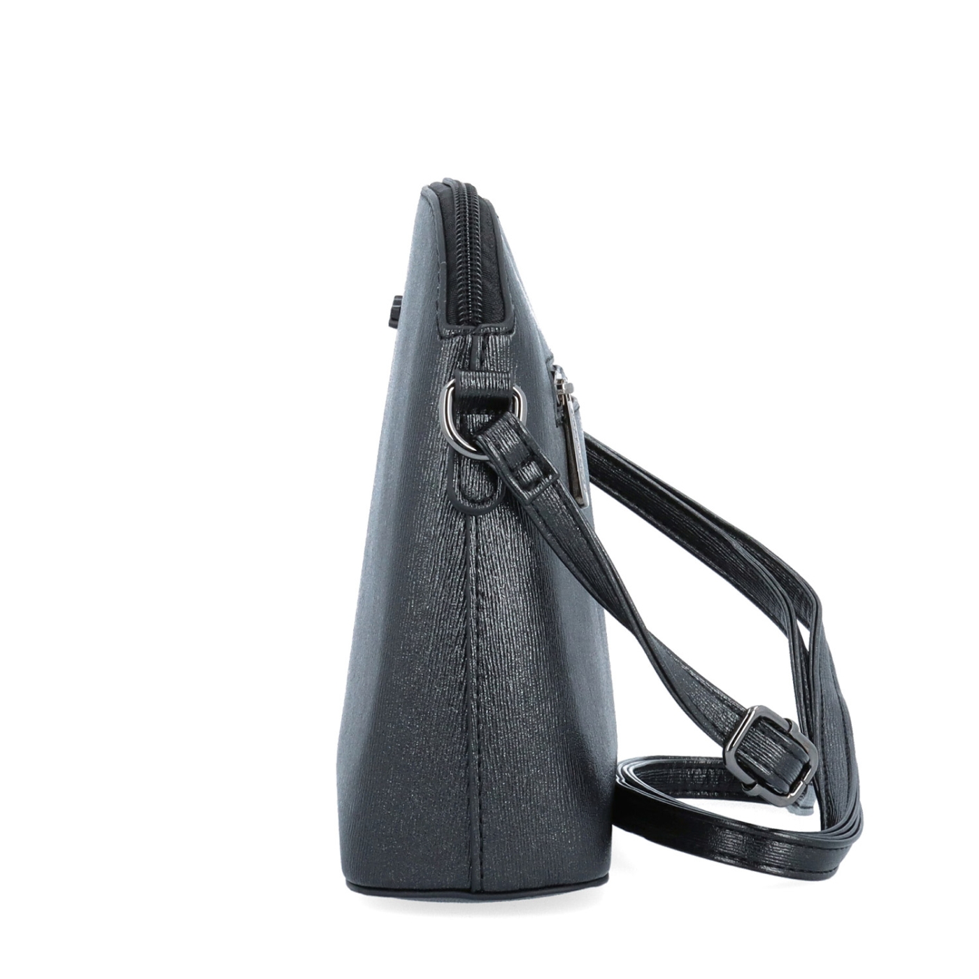 Elegantní crossbody kabelka s čistým designem LeSands materiál syntetická kůže zapínání na zip barva černá velikost malá 4607 C Z boku