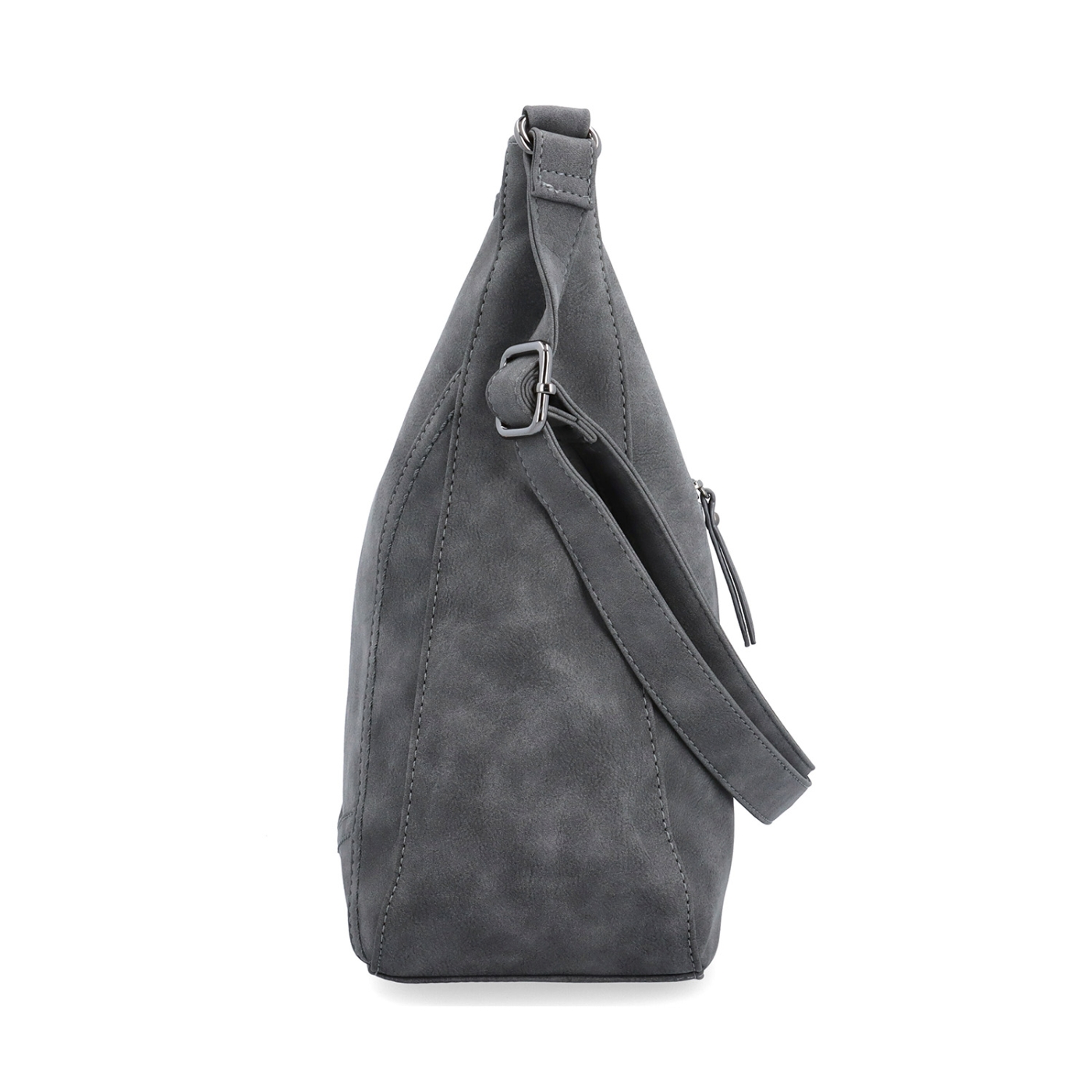 Crossbody syntetická kabelka s prošitím Tangerin materiál syntetická kůže zapínání na zip barva šedá velikost střední 1104 ANT Z boku