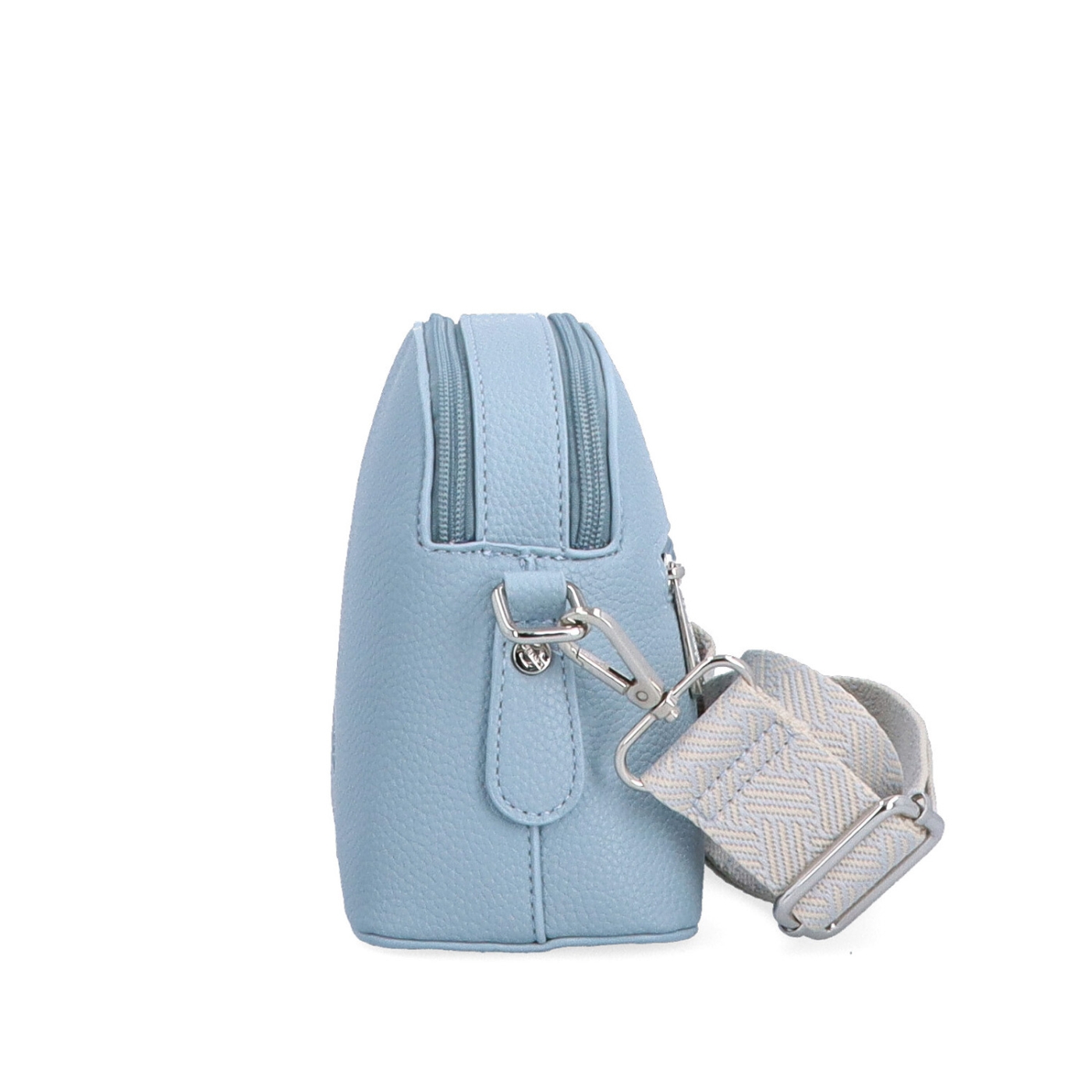 Malá crossbody kabelka s širokým popruhem Carmelo materiál syntetická kůže zapínání na zip barva modrá velikost malá 4355 SM Z boku
