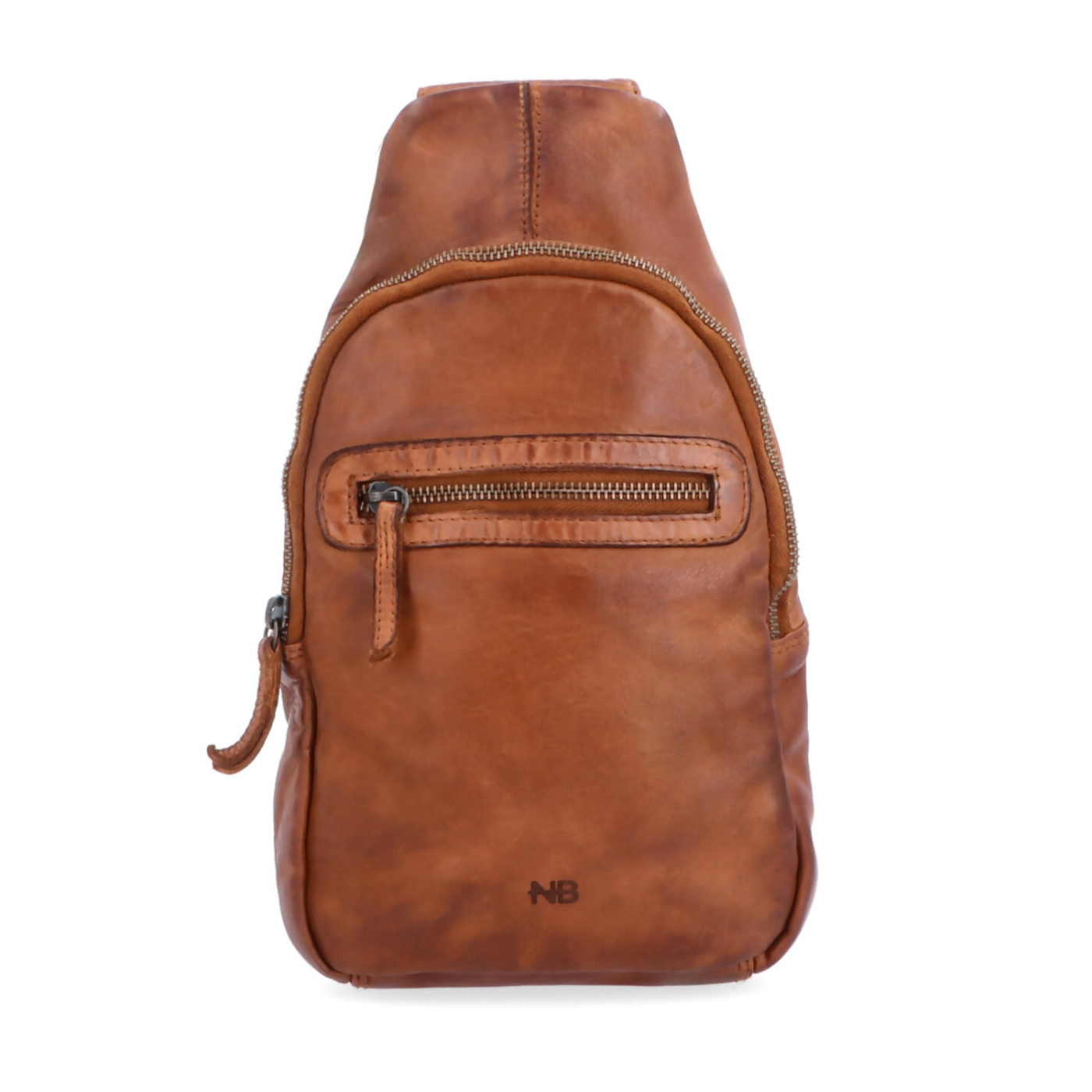 Kožený crossbody bodybag s variabilním nošením Noelia Bolger materiál kůže zapínání na zip barva koňaková velikost malá NB 2034 KO Zepředu