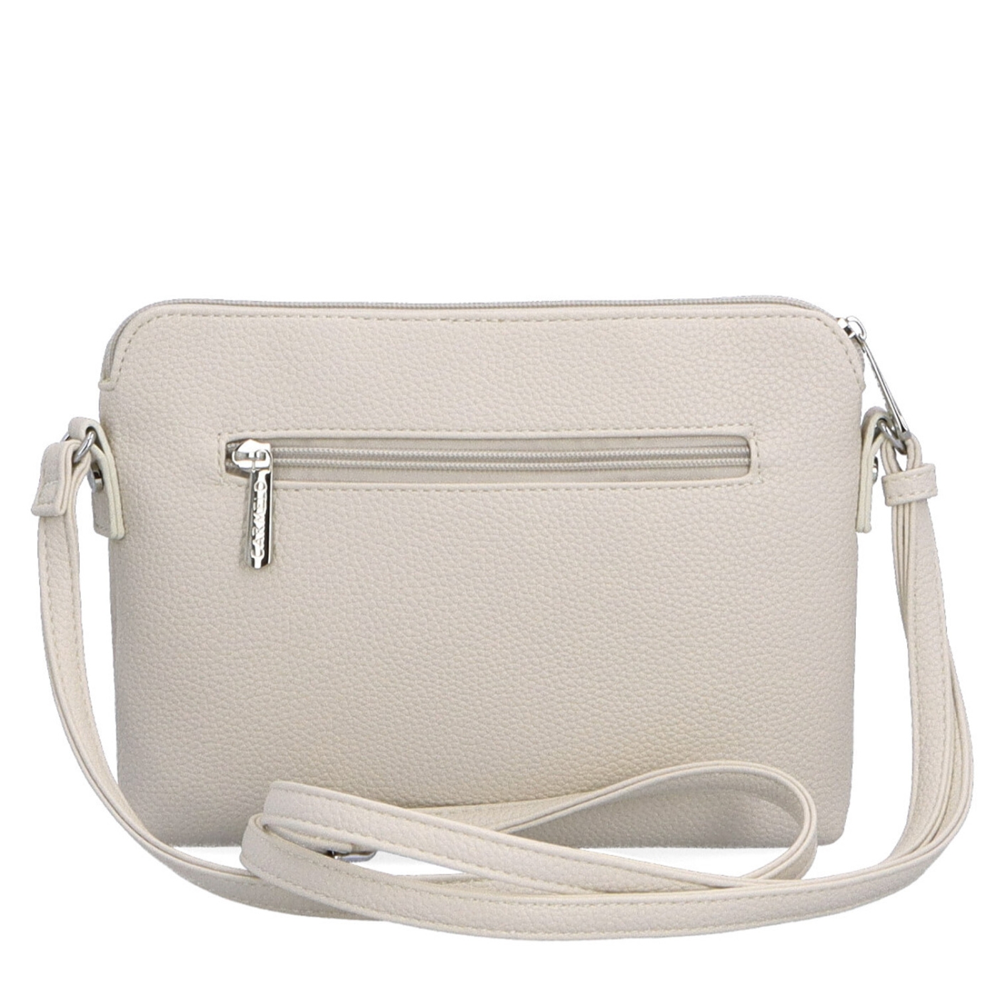 Minimalistická crossbody syntetická kabelka Carmelo materiál syntetická kůže zapínání na zip barva béžová velikost malá 4333 BE Zezadu