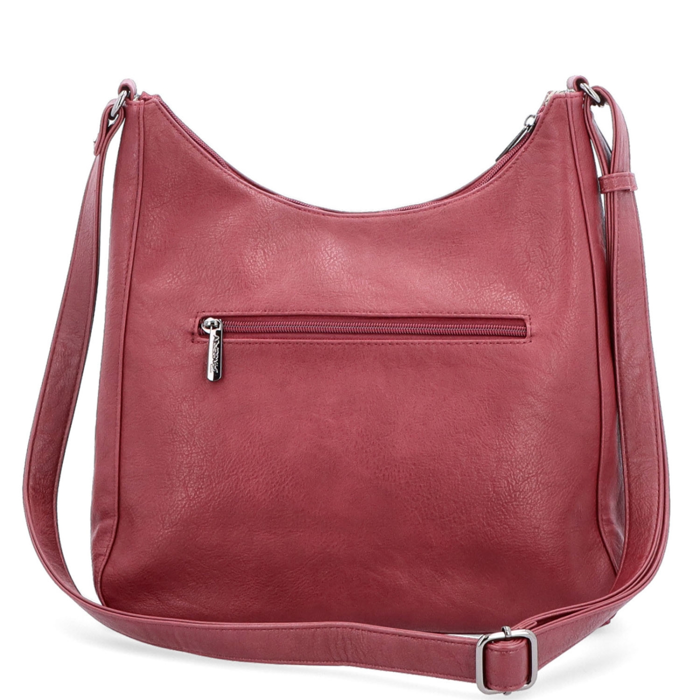 Městská crossbody kabelka ze syntetické kůže Tangerin materiál syntetická kůže zapínání na zip barva vínová velikost střední 8046 BO Zezadu
