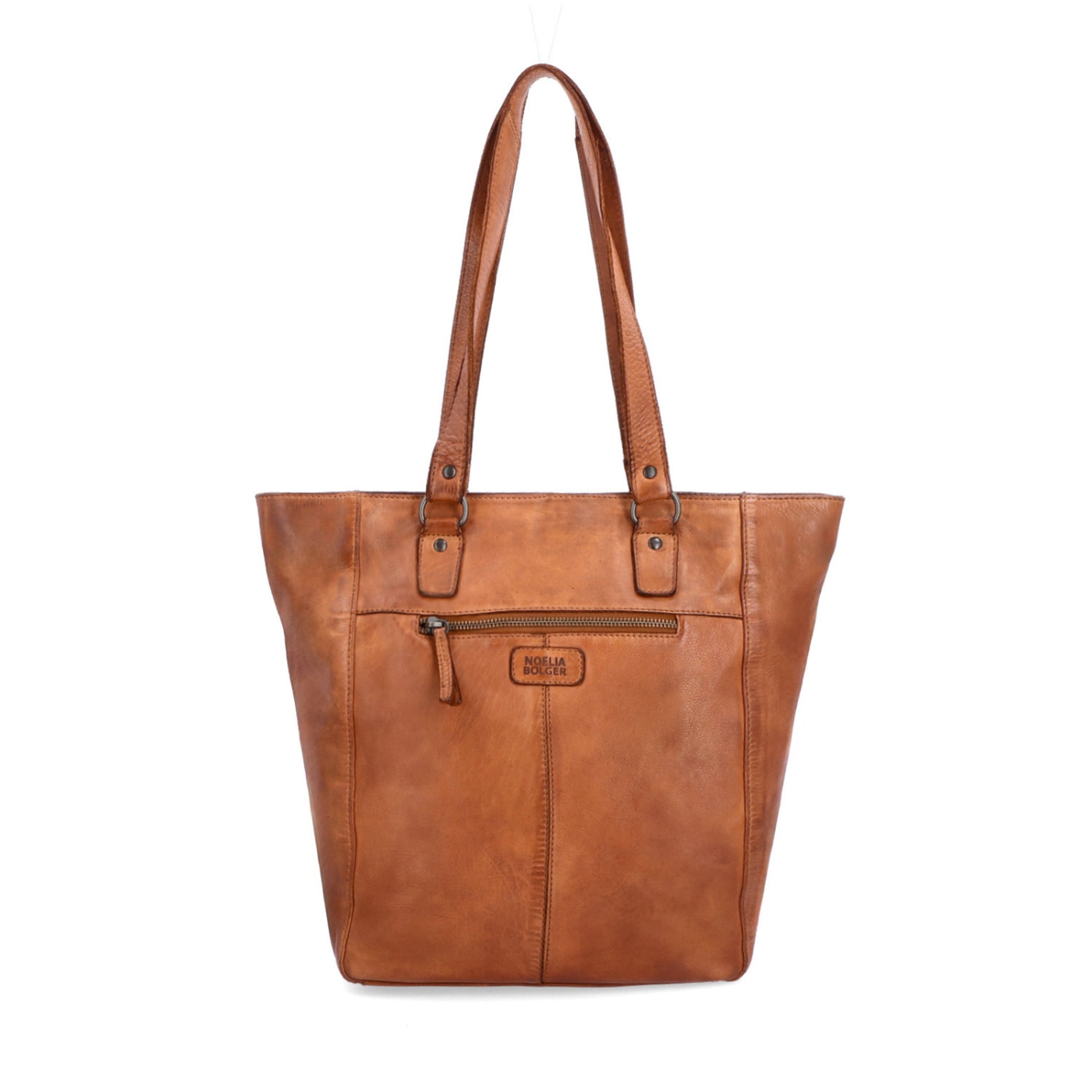 Prémiová kožená shopper kabelka přes rameno Noelia Bolger materiál kůže zapínání na zip barva koňaková velikost velká NB 2021 KO Zezadu