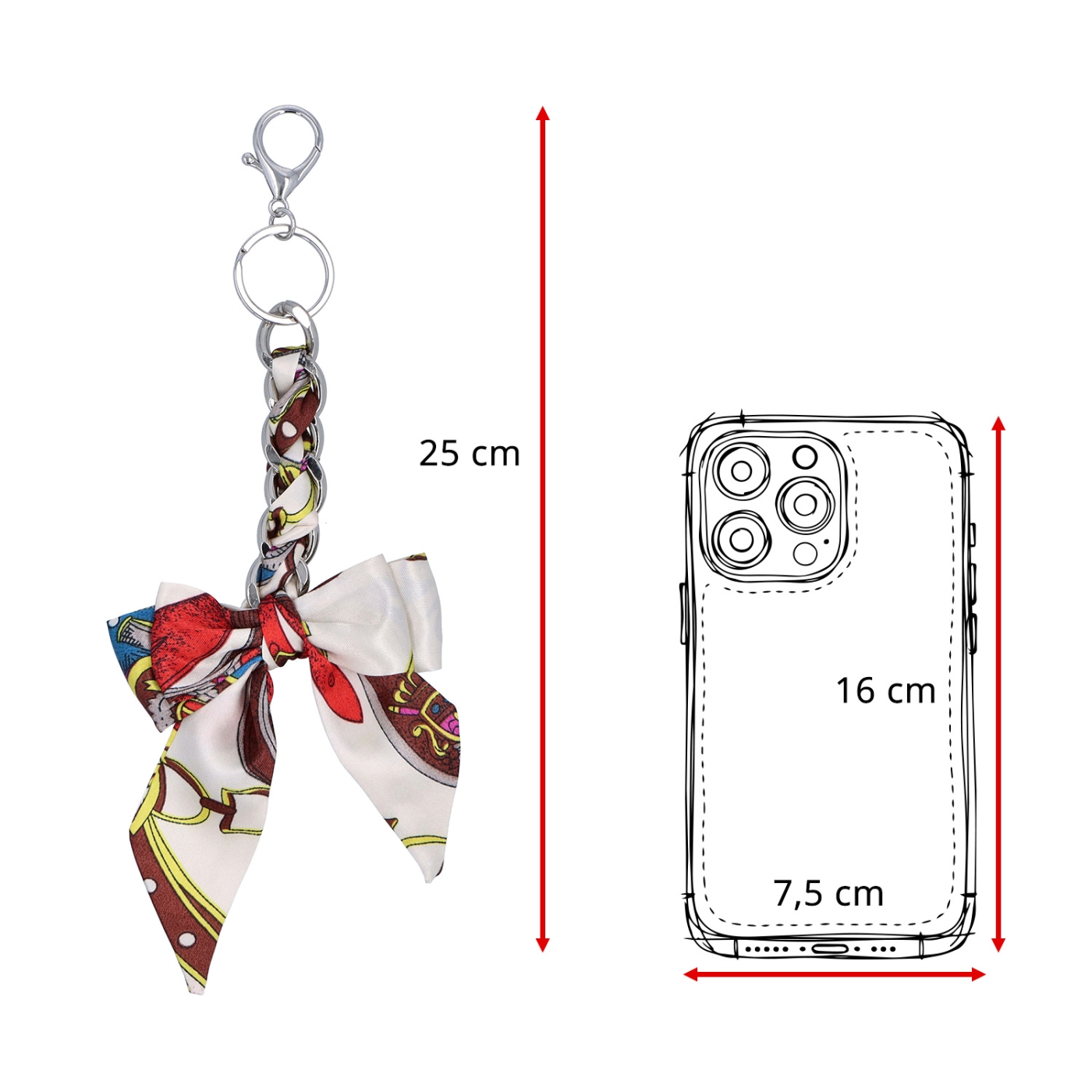 Přívěsek na kabelku s mašlí a karabinkou Indee materiál textil barva multicolor D018