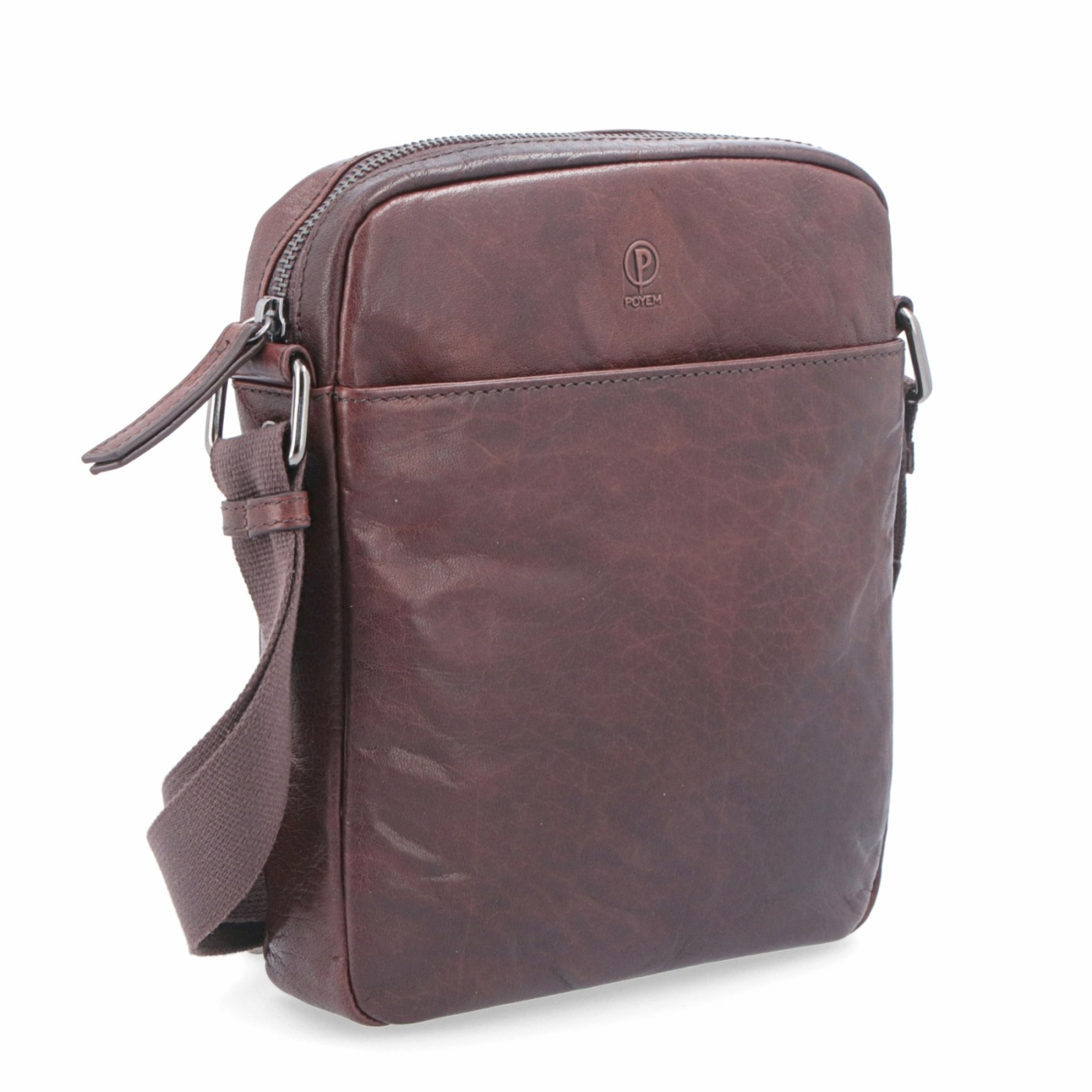 Kožená crossbody taška Poyem materiál kůže barva hnědá velikost malá 2200 Poyem H