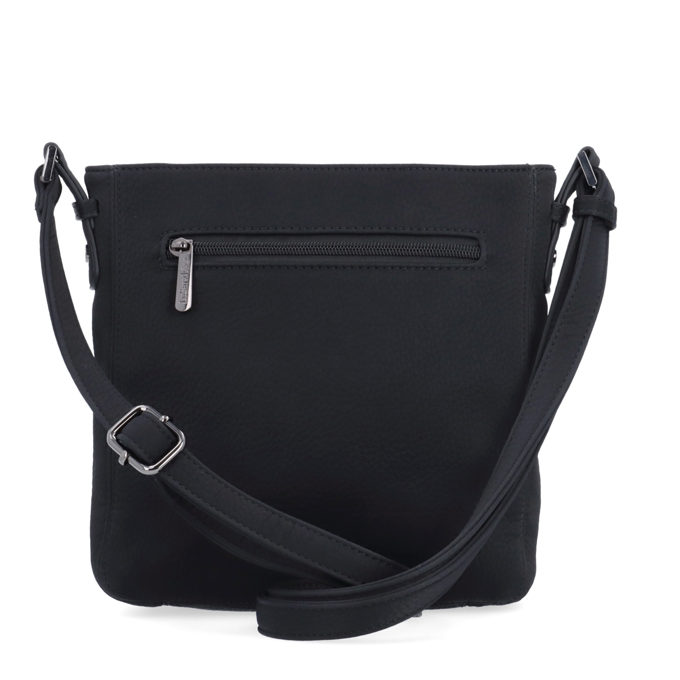 Praktická crossbody kabelka s přední kapsou Le Sands materiál syntetická kůže zapínání na zip barva černá velikost střední 4653 C Zezadu