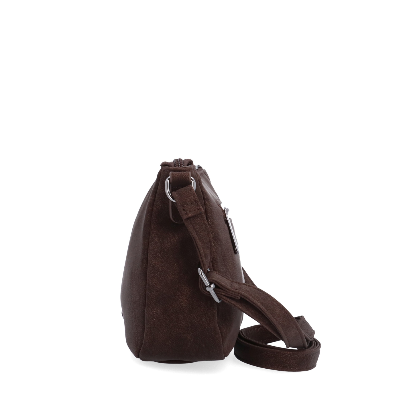 Elegantní malá crossbody kabelka Carmelo materiál syntetická kůže zapínání na zip barva hnědá velikost malá 4666 H Z boku