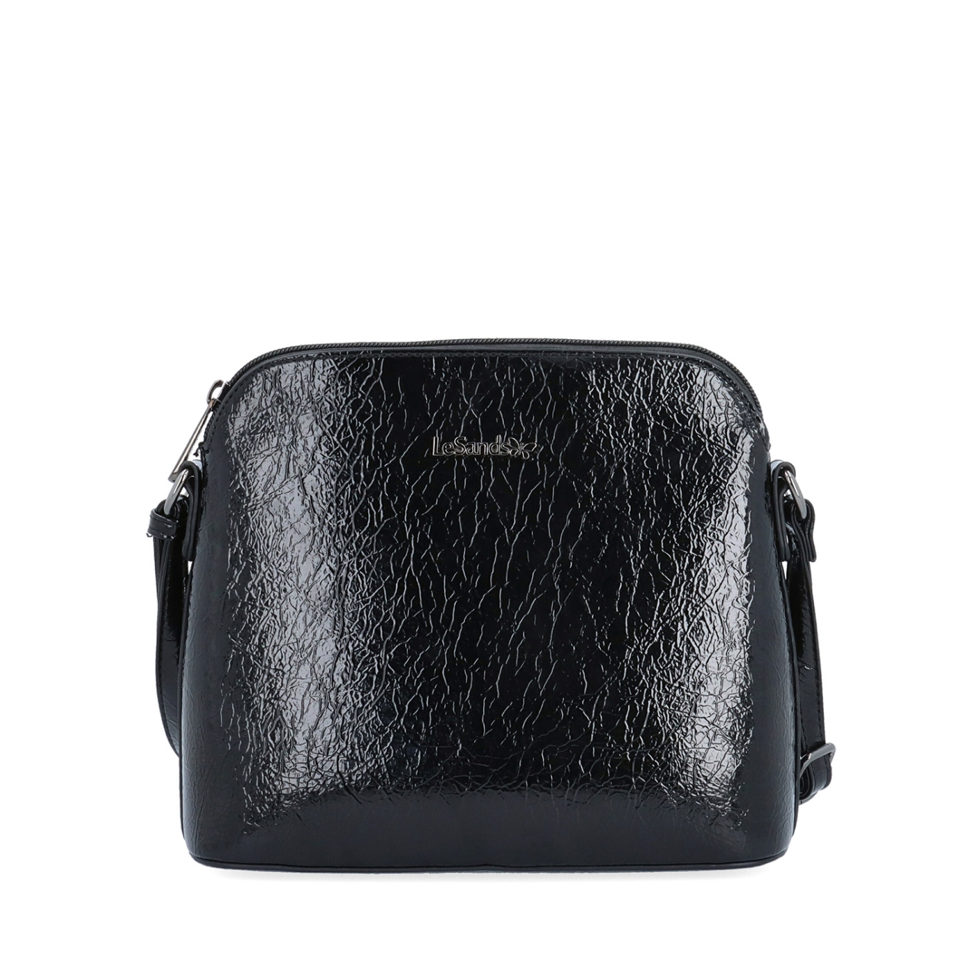 Designová crossbody vintage kabelka se strukturovaným vzorem Le Sands materiál syntetická kůže zapínání na zip barva černá velikost malá 4371 C Zepředu