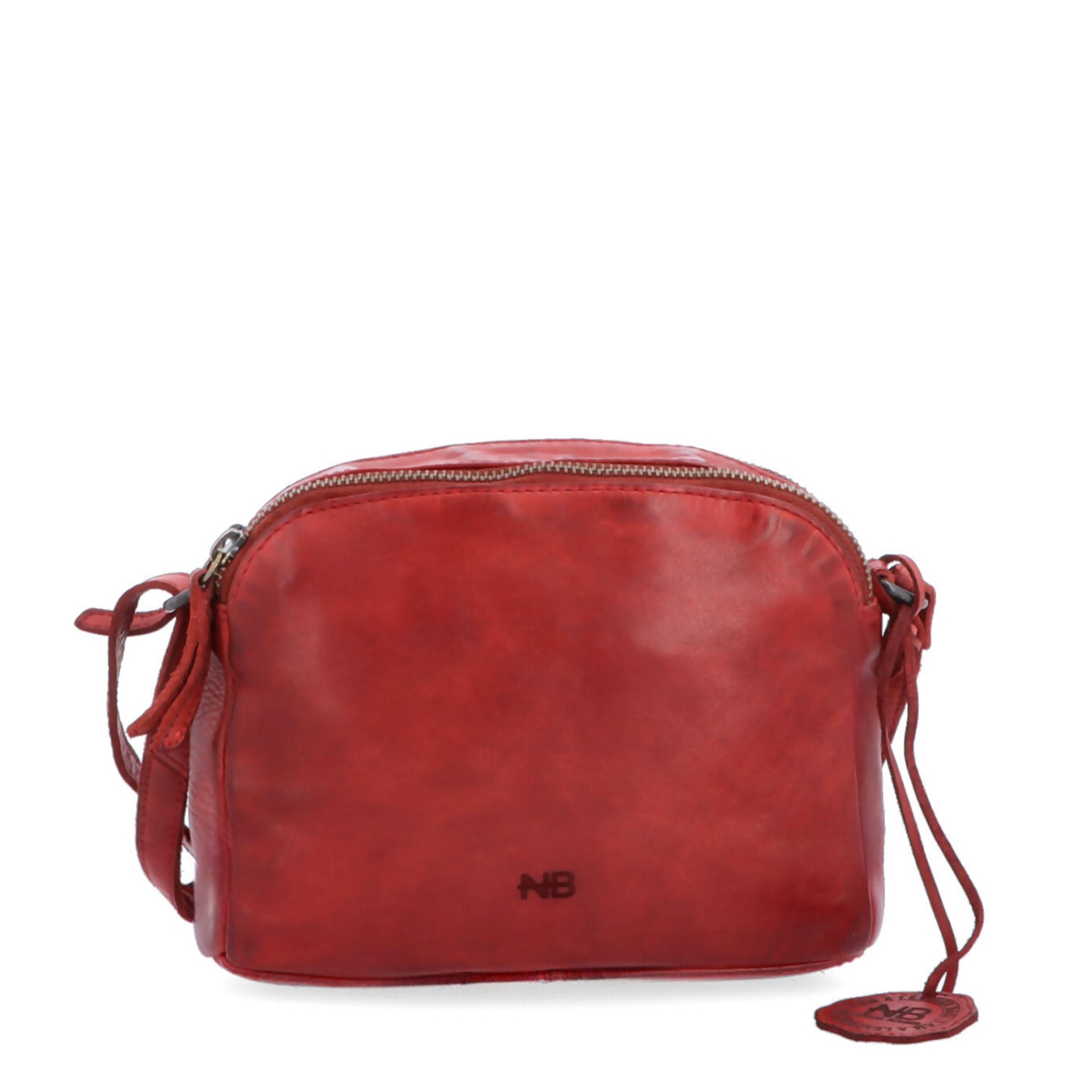 Kvalitní kožená crossbody kabelka Noelia Bolger materiál kůže zapínání na zip barva červená velikost malá NB 2408 CV Zepředu