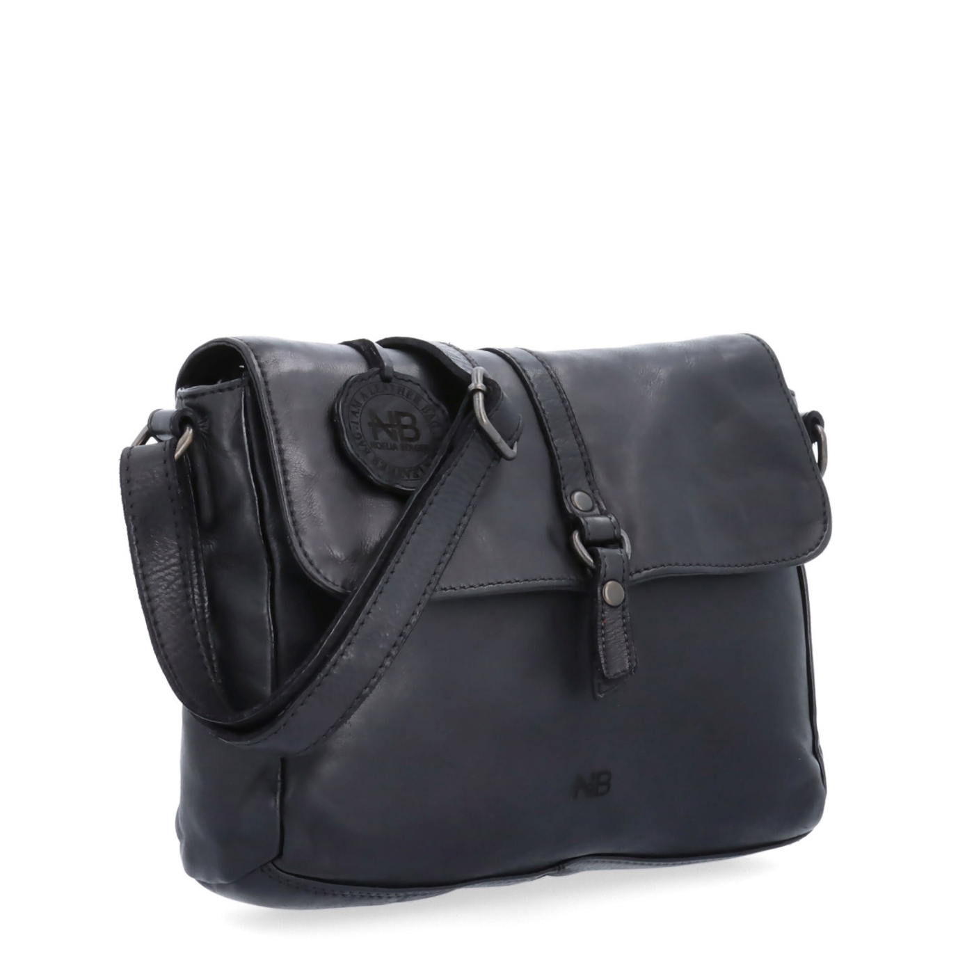 Kožená crossbody kabelka s klopou Noelia Bolger materiál kůže zapínání s klopou barva černá velikost střední NB 2416 C