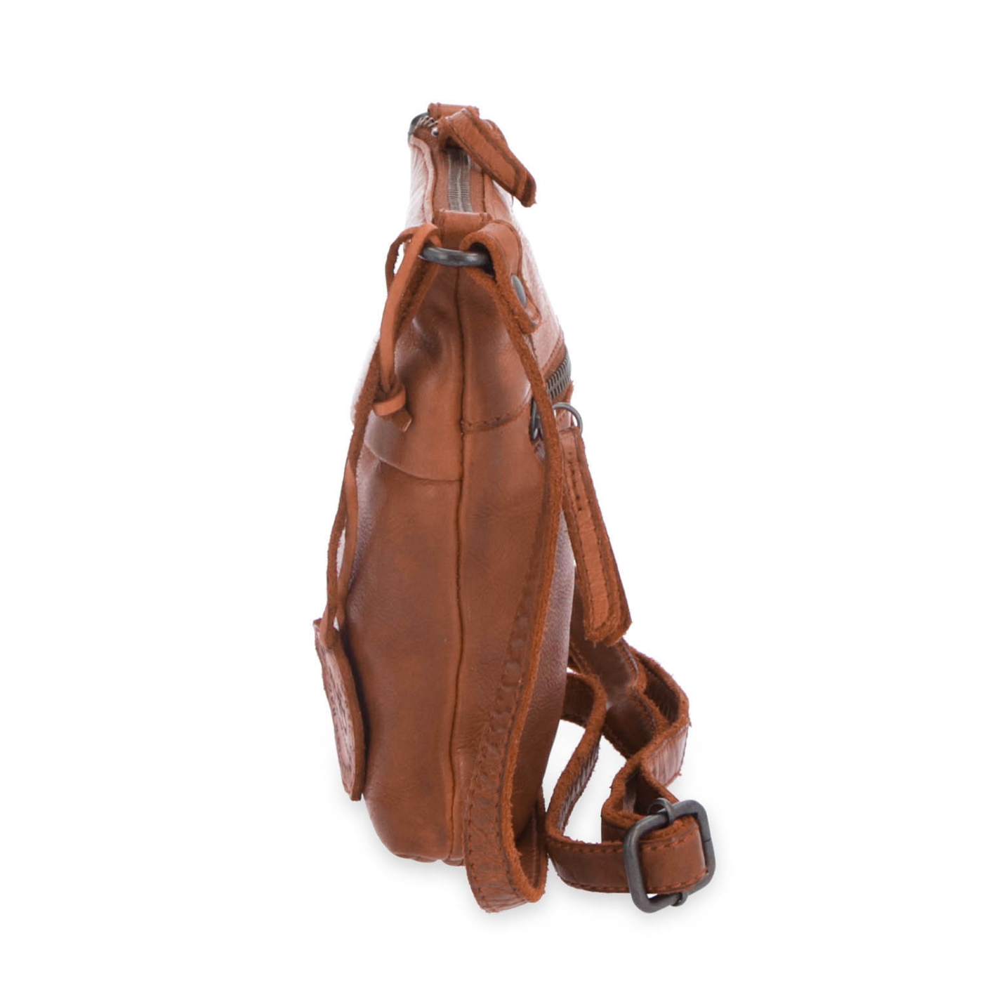 Malá kožená crossbody se zapínáním na zip Noelia Bolger materiál kůže zapínání na zip barva koňaková velikost malá NB 2090 KO Z boku